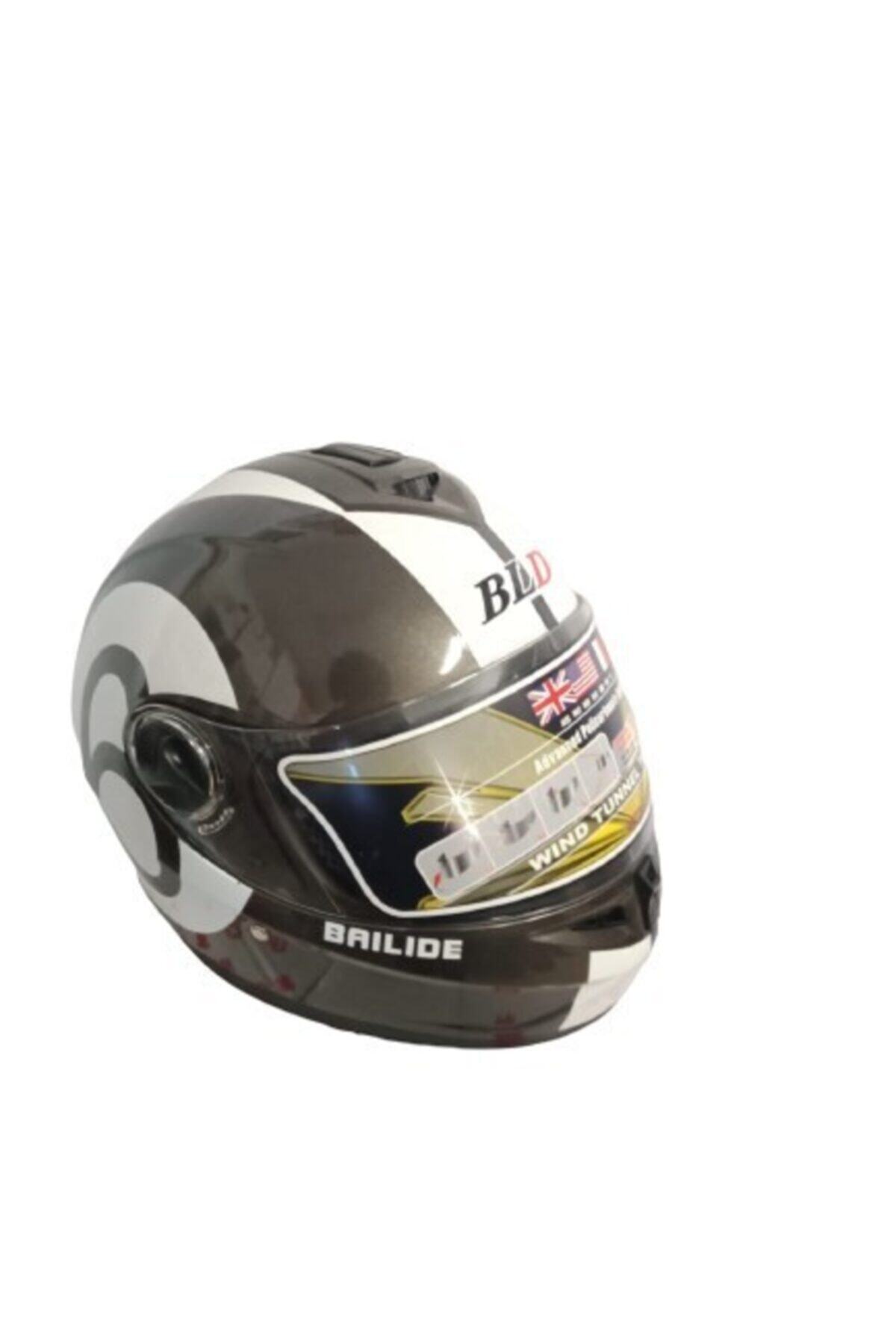 BLD 918 Boyunluklu Kahverengi - Beyaz Motosiklet Kask ( L Beden )