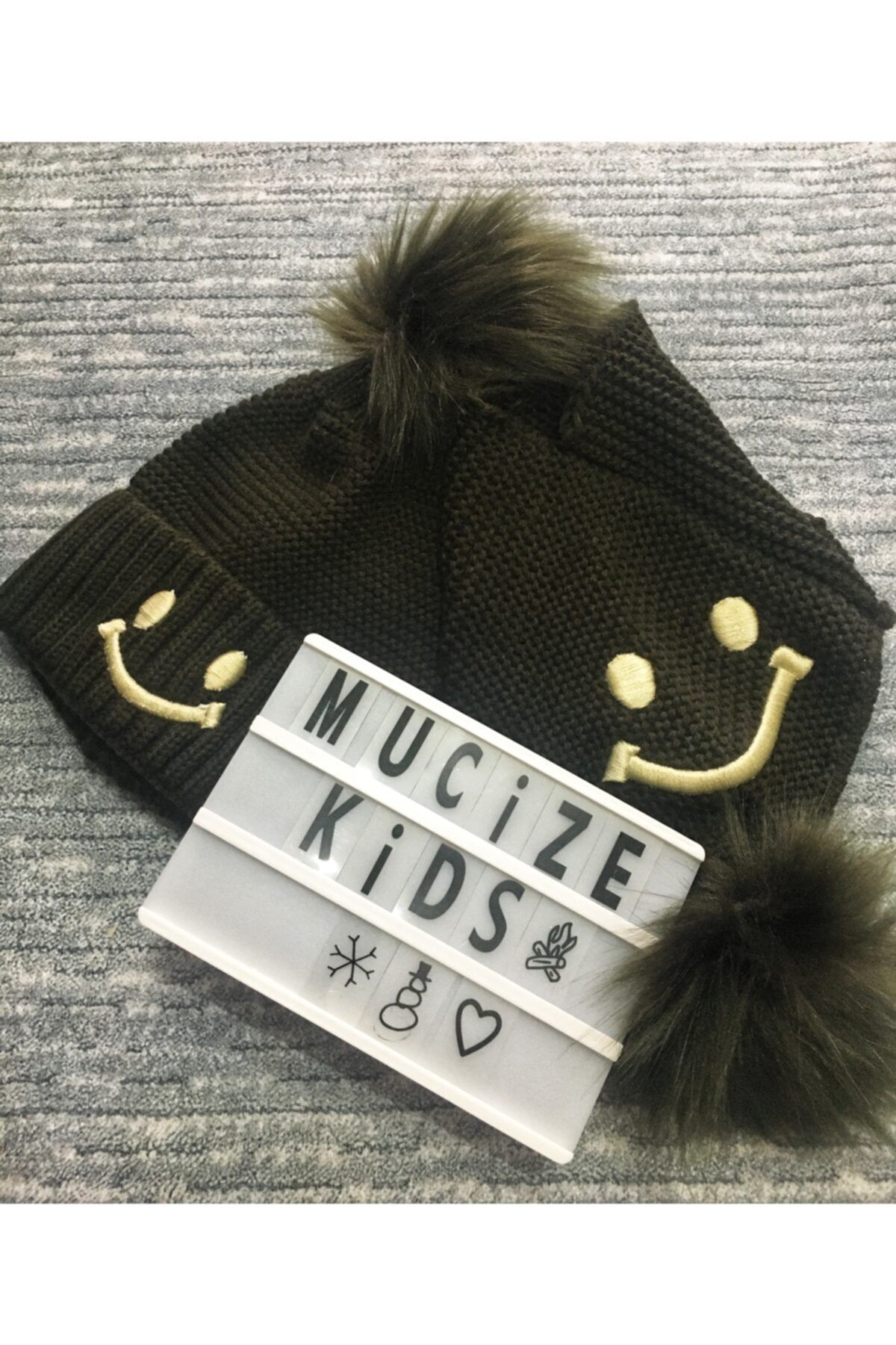 Mucize Home Mucize Kids Haki Yeşili Renkli Unisex Bere Boyunluk Takımı