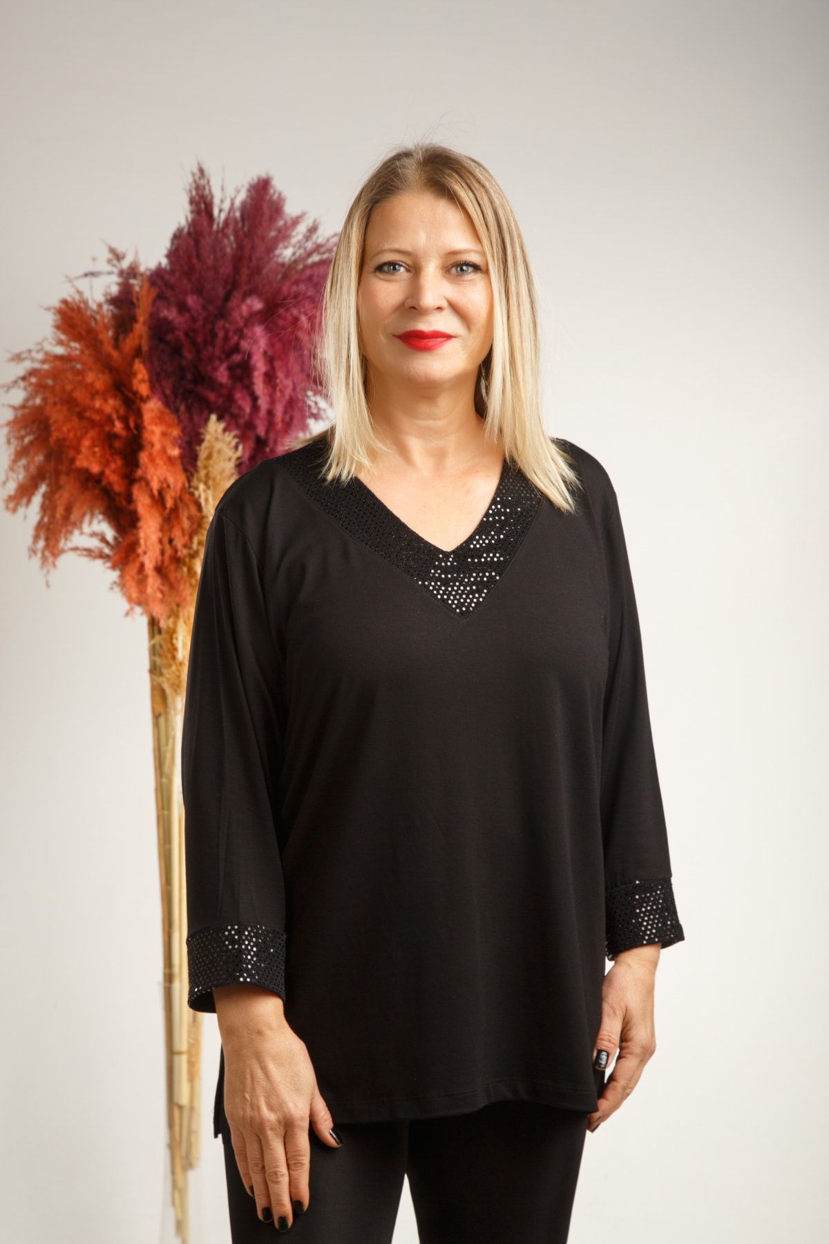 Boutique Arzu İnan V Yaka Anne Bluz2021