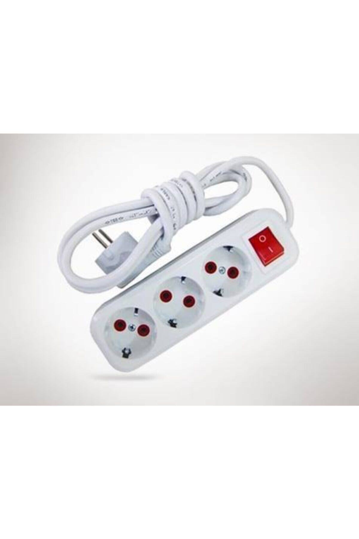 BEKA 2 Mt Kablolu Anahtarlı 3 Lü Topraklı Grup Priz
