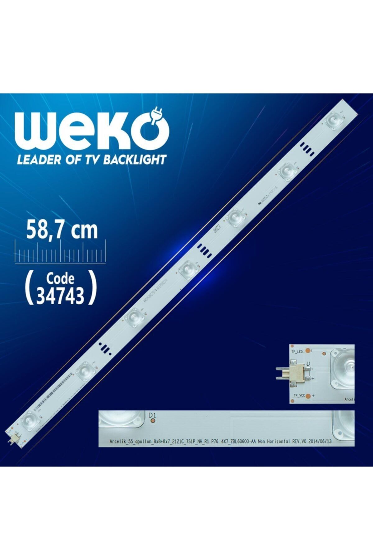 WEKO Arcelik_55_apollon_8x8+8x7_2121c_7s1p_nh_r1 P76 4x7 Zbl60600-aa - 51.2 Cm 7 Ledli - (wk-044)