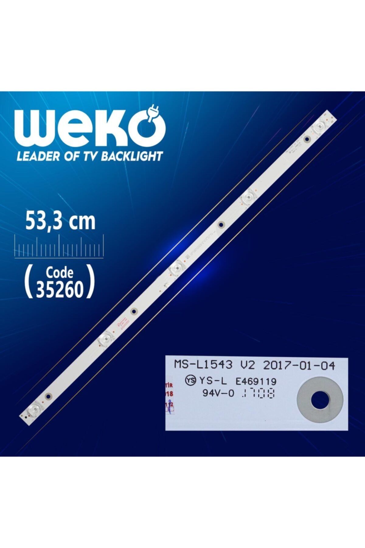 MERTER Ms-l1543 V2 - A3 188-192lm 6.4-6.6v 1m Wr - 53.3 Cm 5 Ledli - (wk-913)