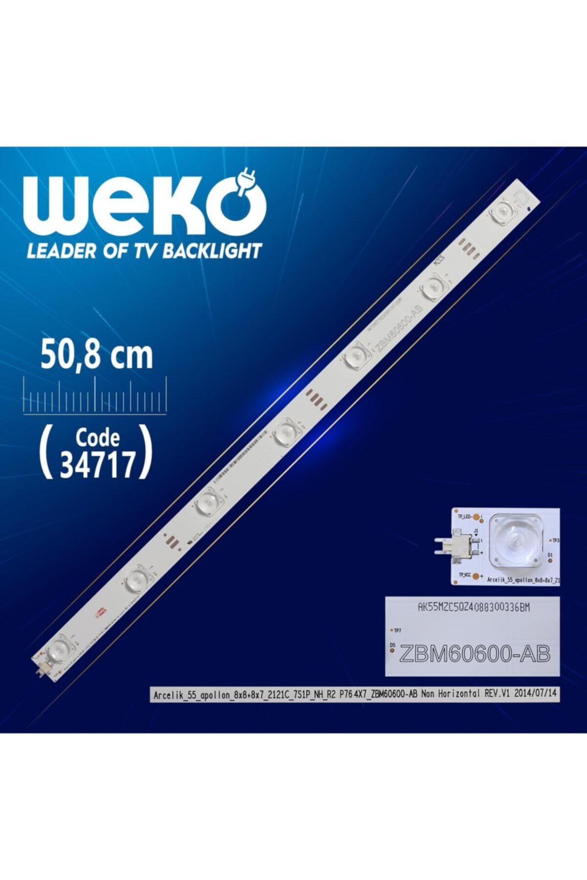 WEKO Arcelik_55_apollon_8x8+8x7_2121c_7s1p_nh_r2 P76 - 50.8 Cm 7 Ledli - (wk-045)