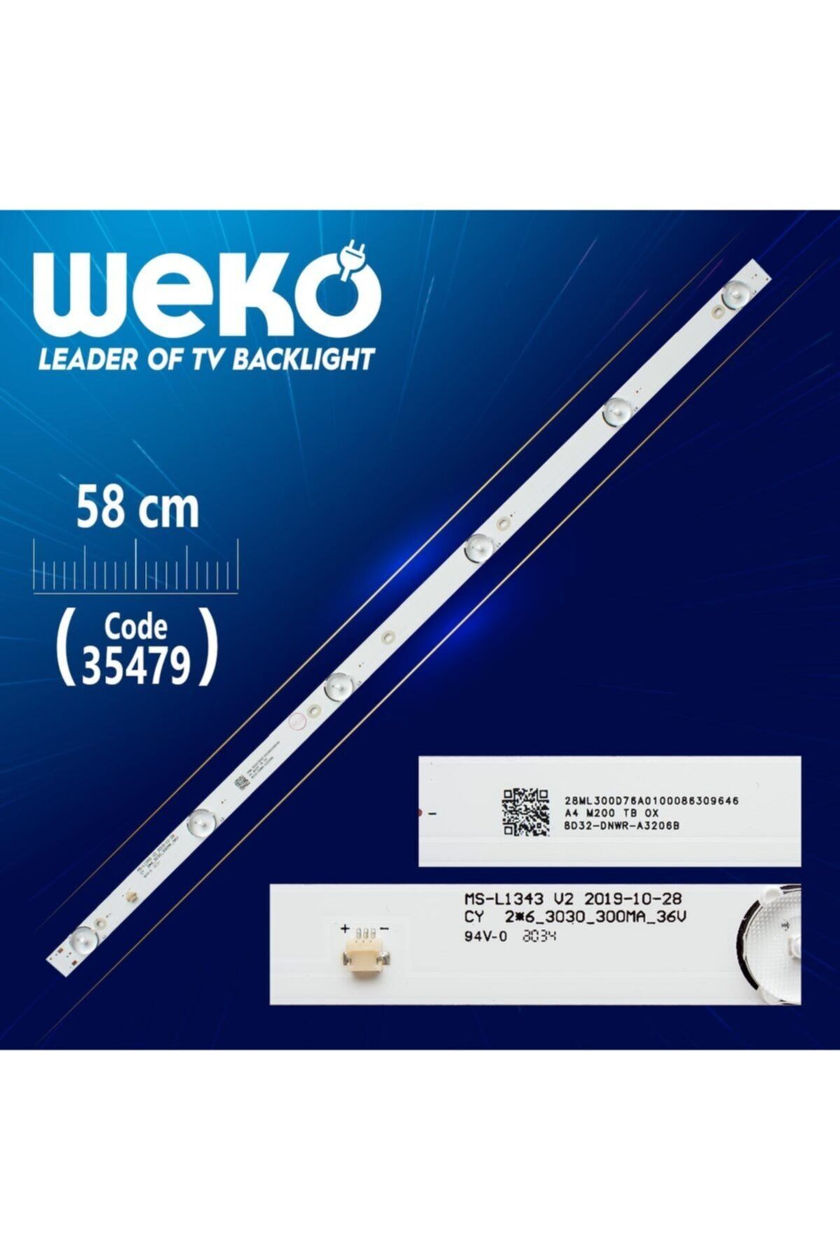 WEKO Ms-l1343 V2 - Cy 2*6_3030_300ma_36v - A4 M208 Td 0x - 6 Ledli 58 Cm - (wk-1027)