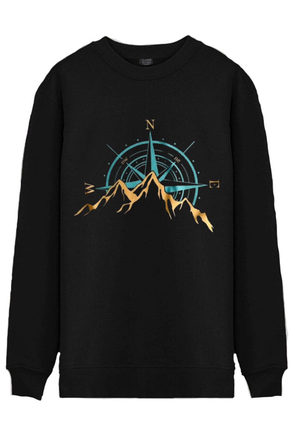 GENIUS Store Unisex Baskılı Oversize Sweashırt Outdoor Sweatshırt