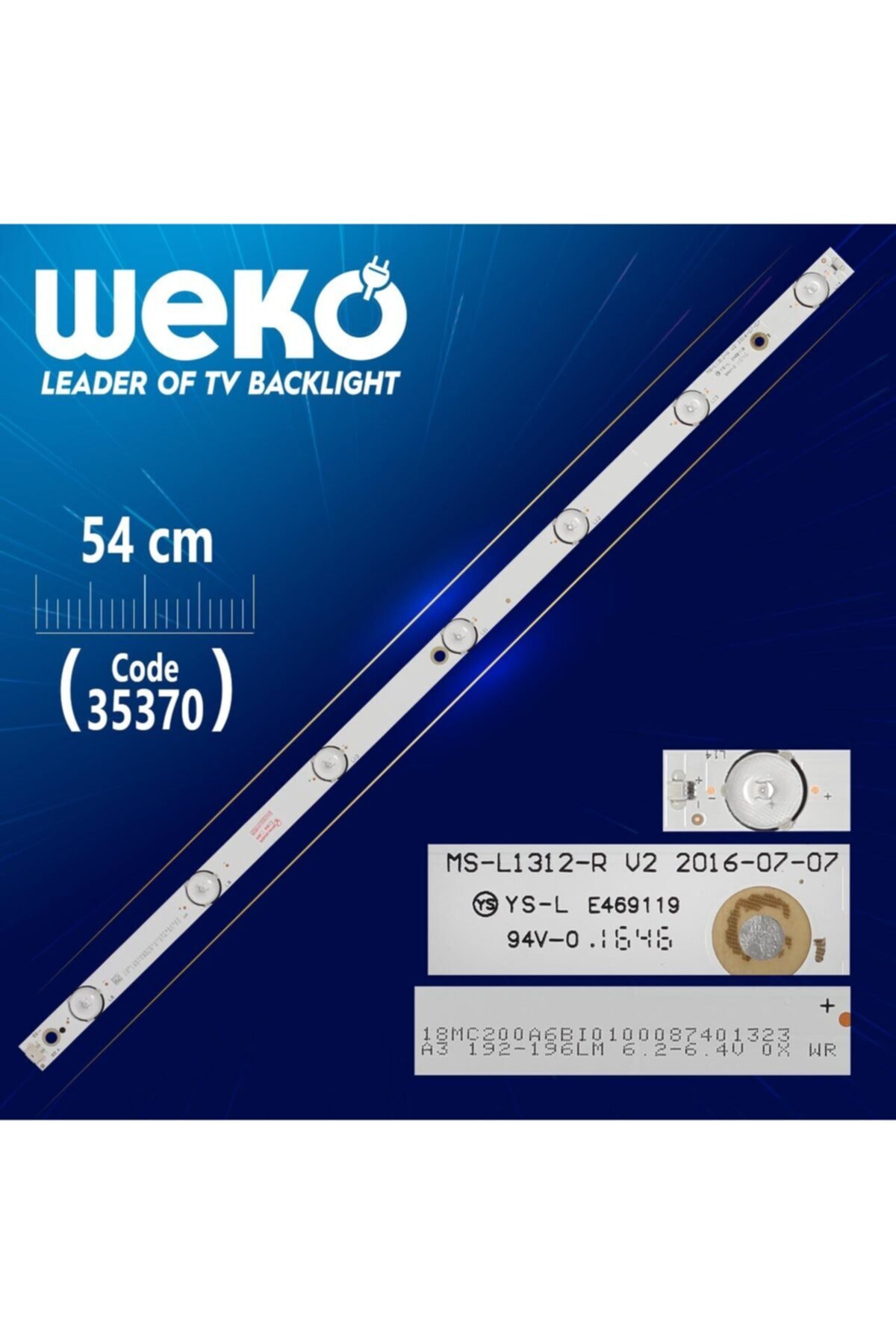 MERTER Ms-l1312-r V2 - A3 192-196lm 6.2-6.4v 0x Wr - 54 Cm 7 Ledli - (wk-977)