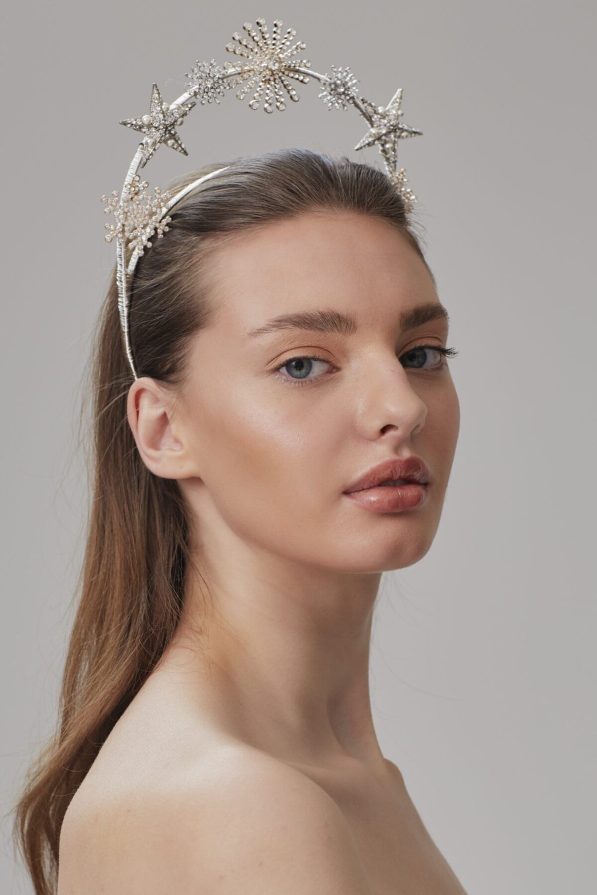 SAARA İSTANBUL Venus Head Piece Yıldızlı Çift Katlı Yükseltili Gelin Kına Party Tacı Saç Aksesuarı