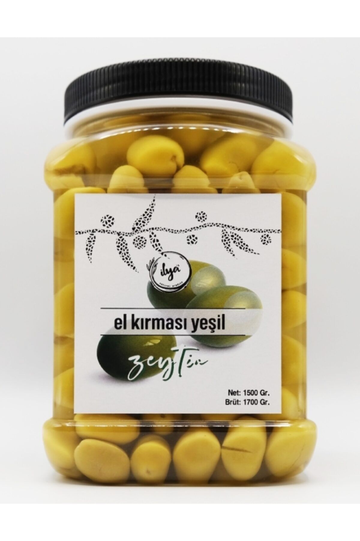 ilya El Kırması Yeşil Zeytin 1500 Gr.