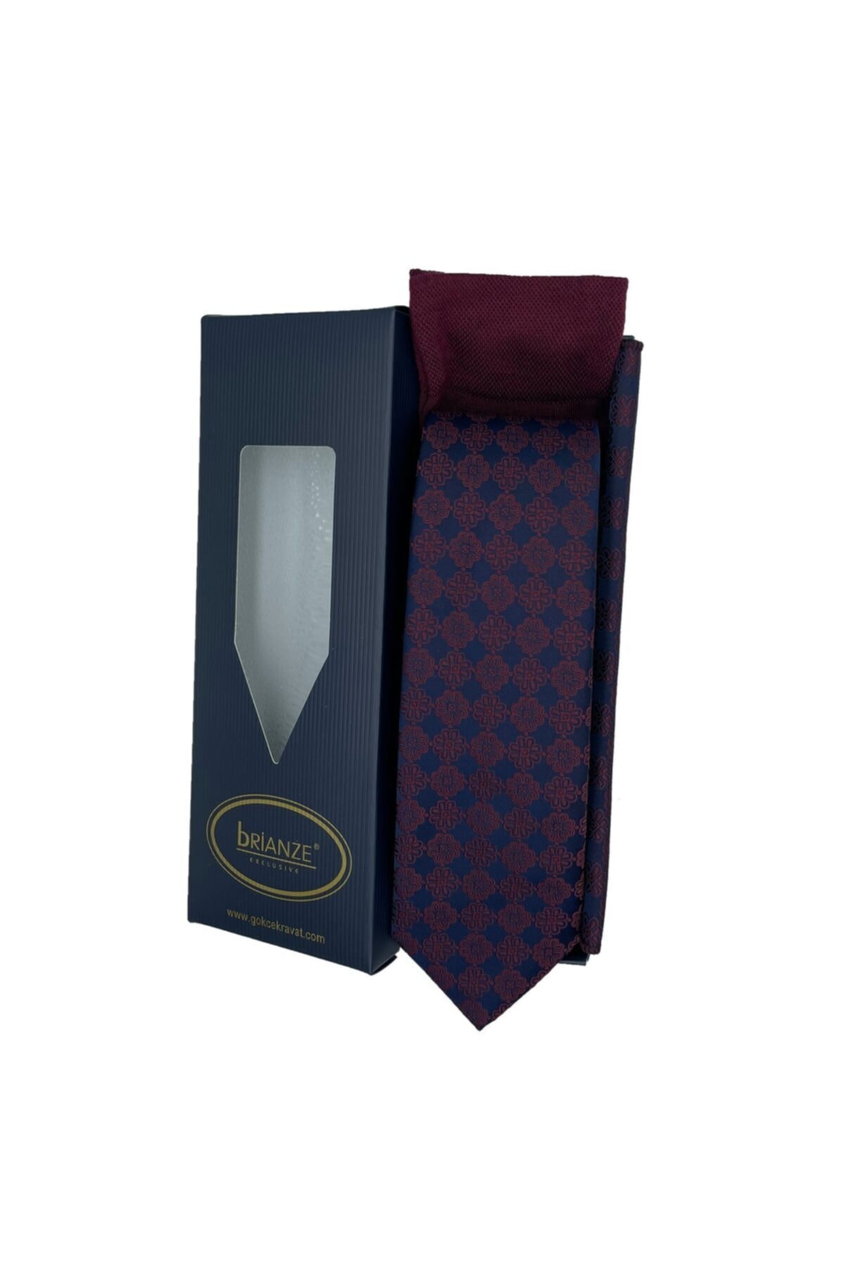 Brianze Bordo Lacivert Motif Desen Kravat Mendil Çorap Hediyelik Set