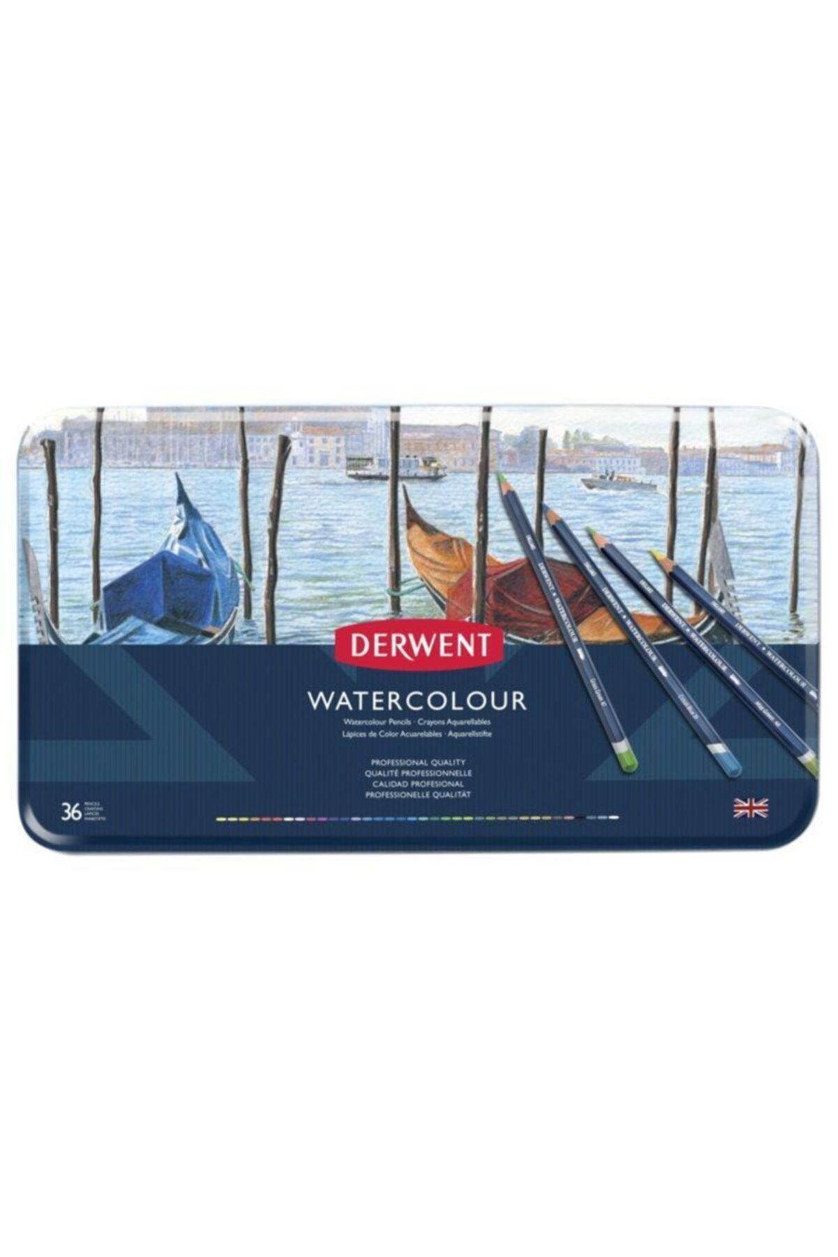 Derwent Watercolour Pencil Teneke Kutu Suluboya Kalem Seti 36`lı