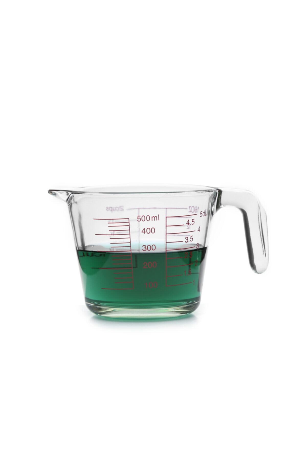 Borox Kulplu Cam Beher 500 Ml - Cam Ölçü Kabı - Multi Ölçekli - Glass Beaker With Handle