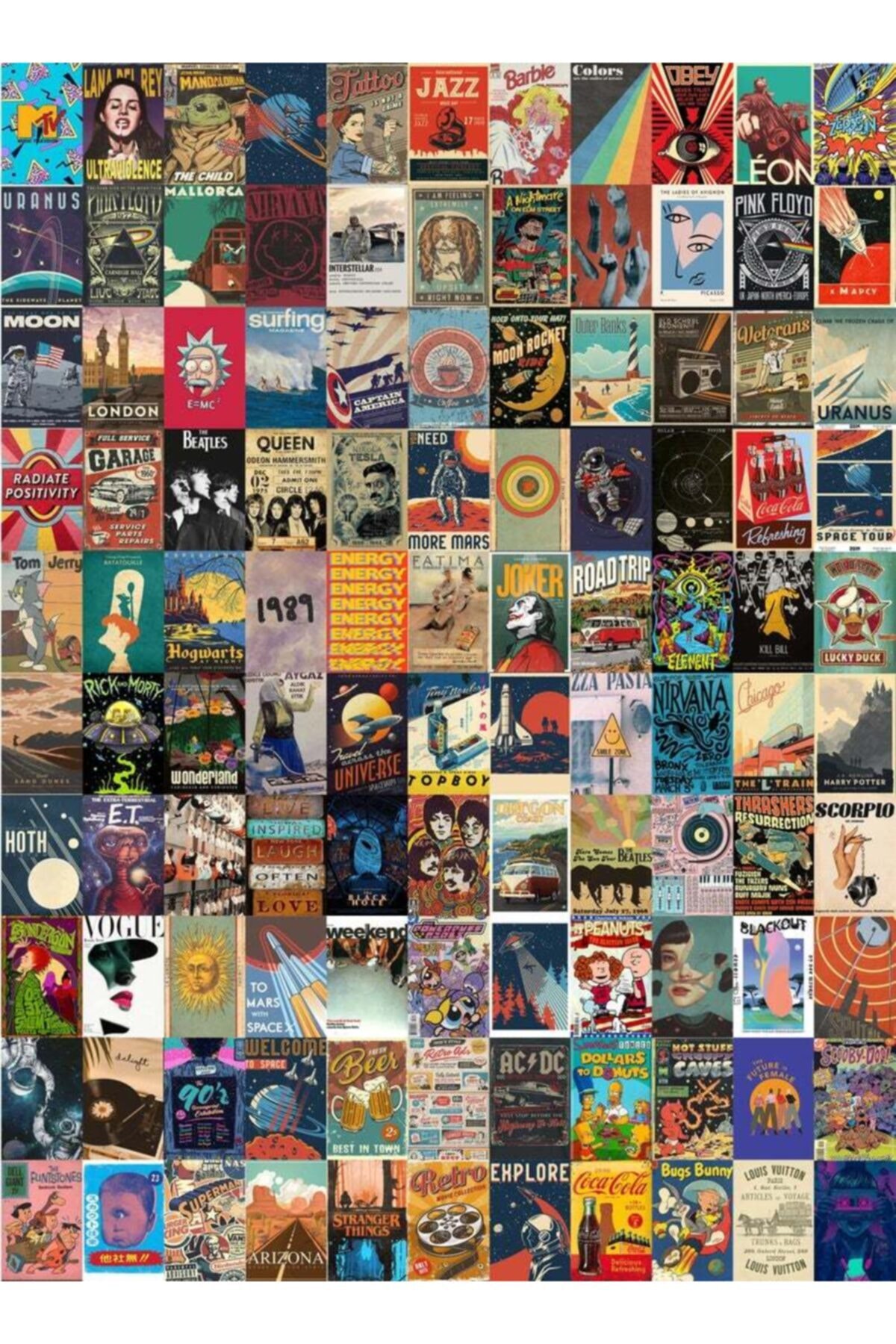 Postifull Retro Poster Seti - Kolaj Seti - 110 Adet - Poster Seti - 10cm*14cm - Kutulu Set