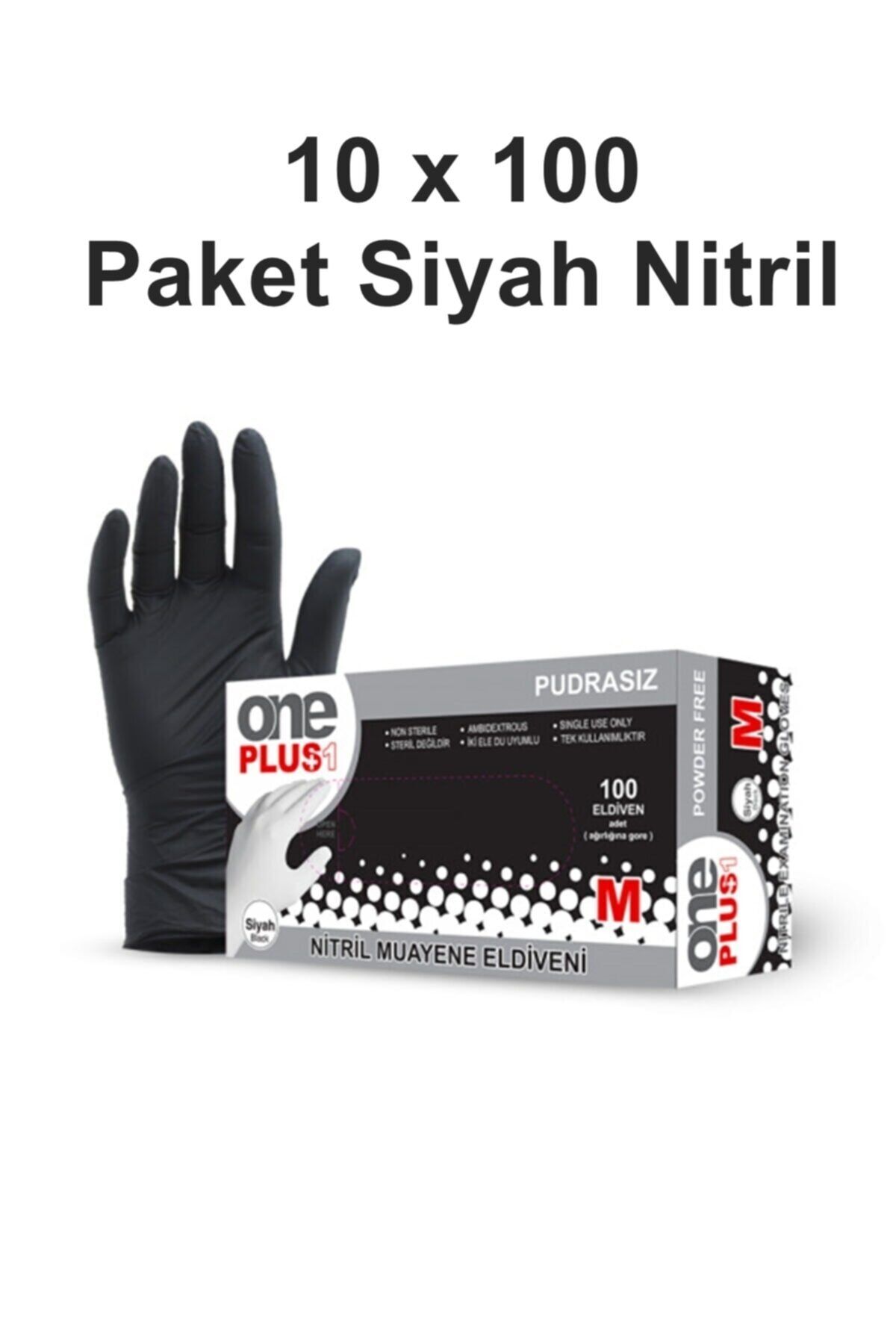 Oneplus 1 Siyah Nitril Eldiven 100 Lü 10 X 100 Paket (medium)
