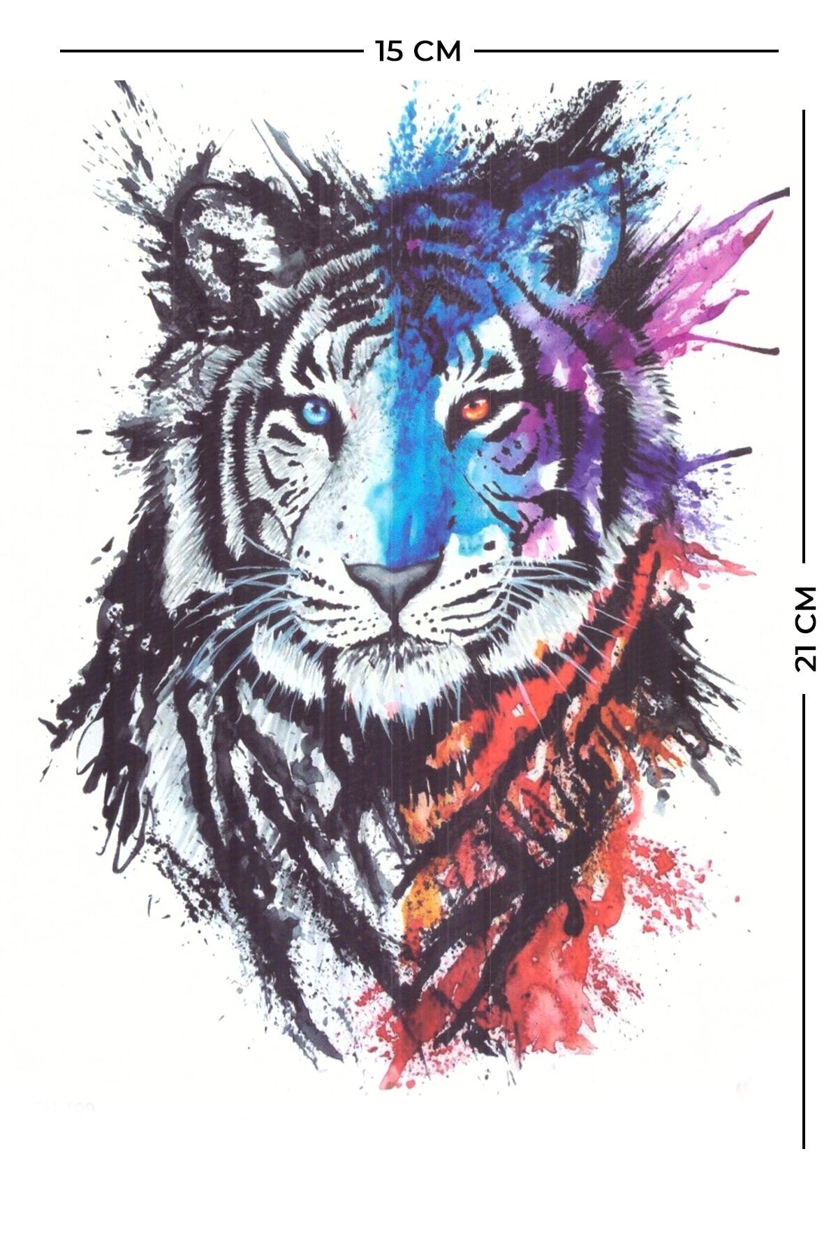 Store&Tattoo Renkli Kaplan Geçici Dövme Orta Boy 21x15 Cm
