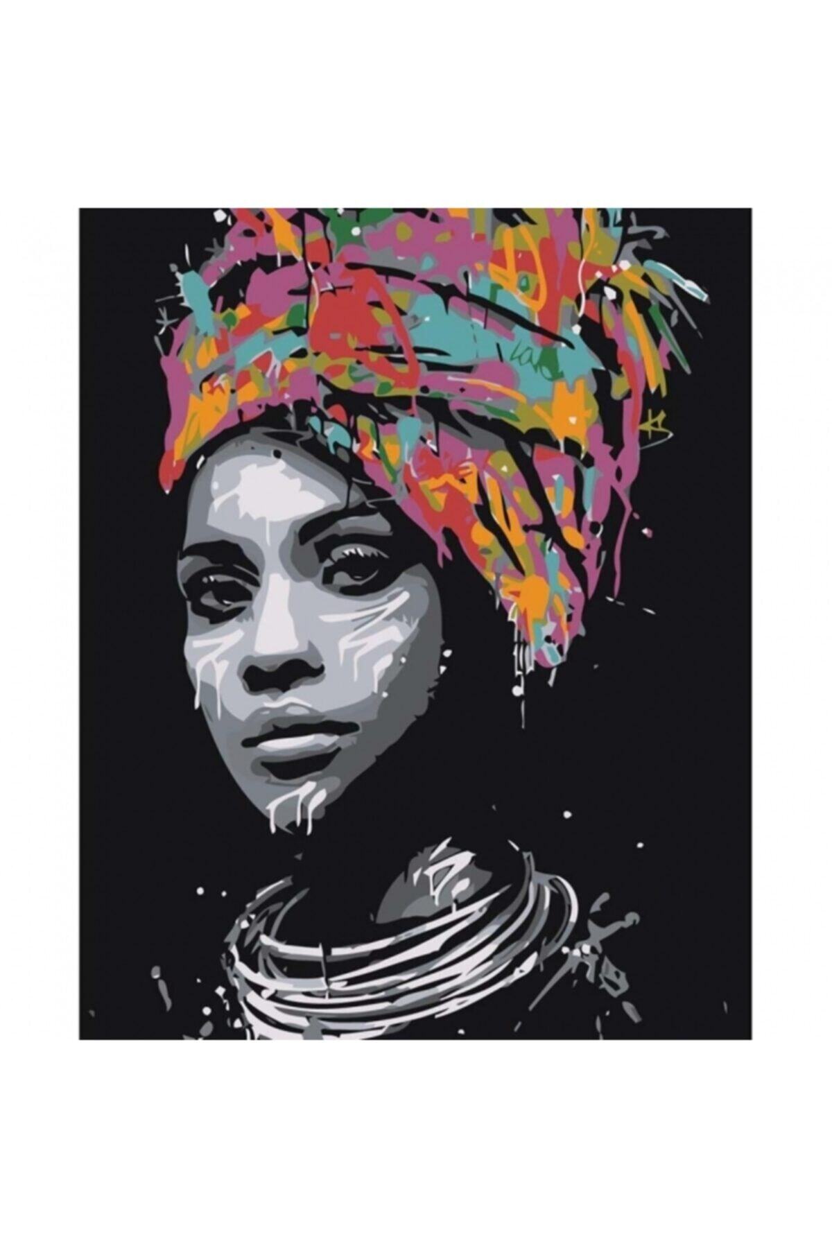 Fupe Shop Afrikalı Güzel 1 Sayılarla Boyama Seti Kasnaklı 90 X 110 Cm