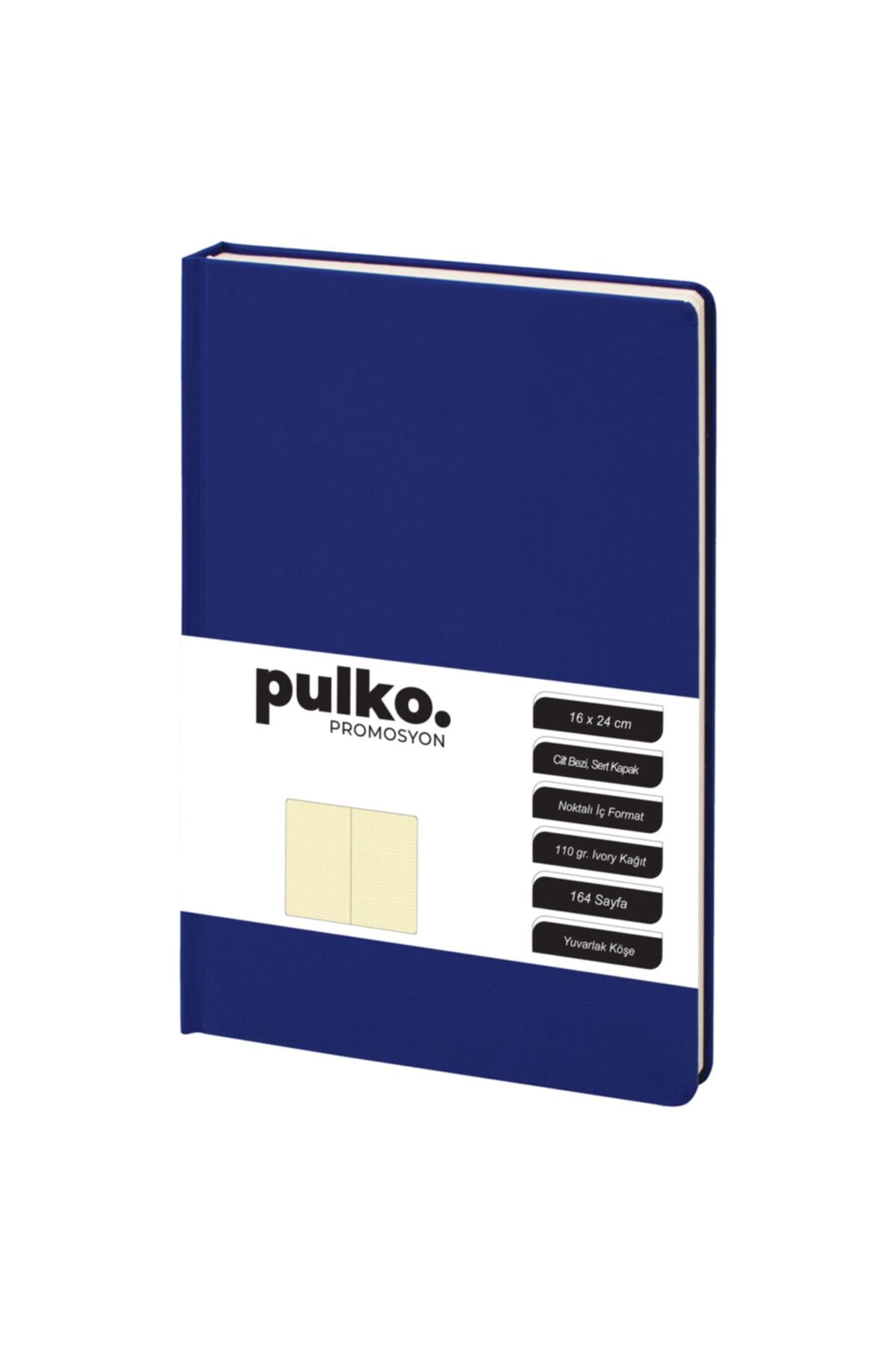 PULKO Promosyon Not Defteri, 110gr Kağıt, (16x24cm), Cilt Bezi, 164 Sayfa, Noktalı, 043, Mavi