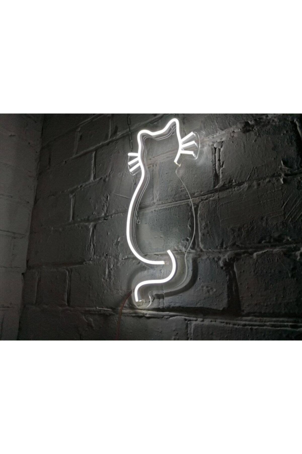 Neon Kutusu Kedi Beyaz Işıklı Tablo El Yapımı Yüksek Kalite