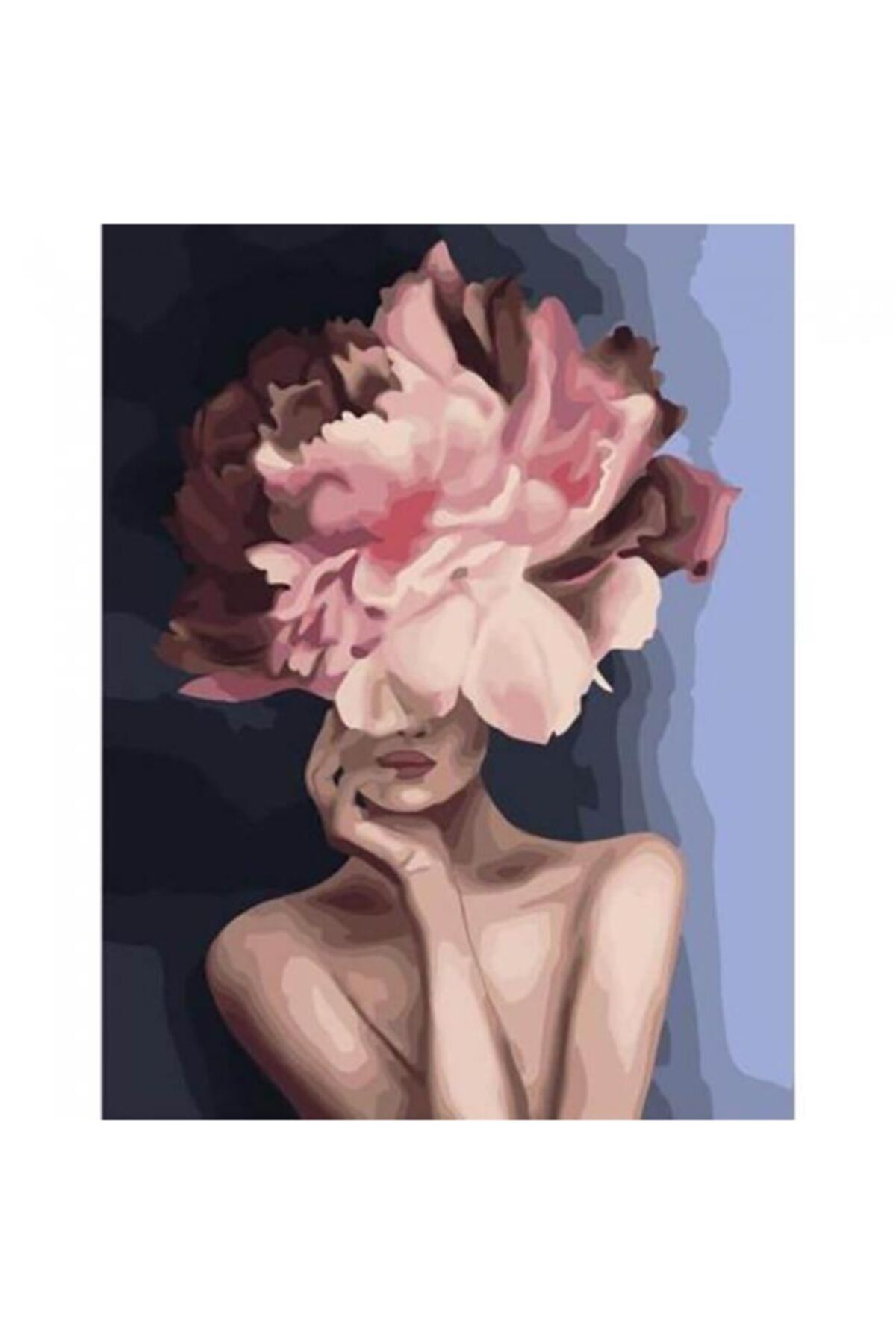 Fupe Shop Çiçek Kadın 3 Renkli Sayılarla Boyama Seti Kasnaklı 60 X 75 Cm