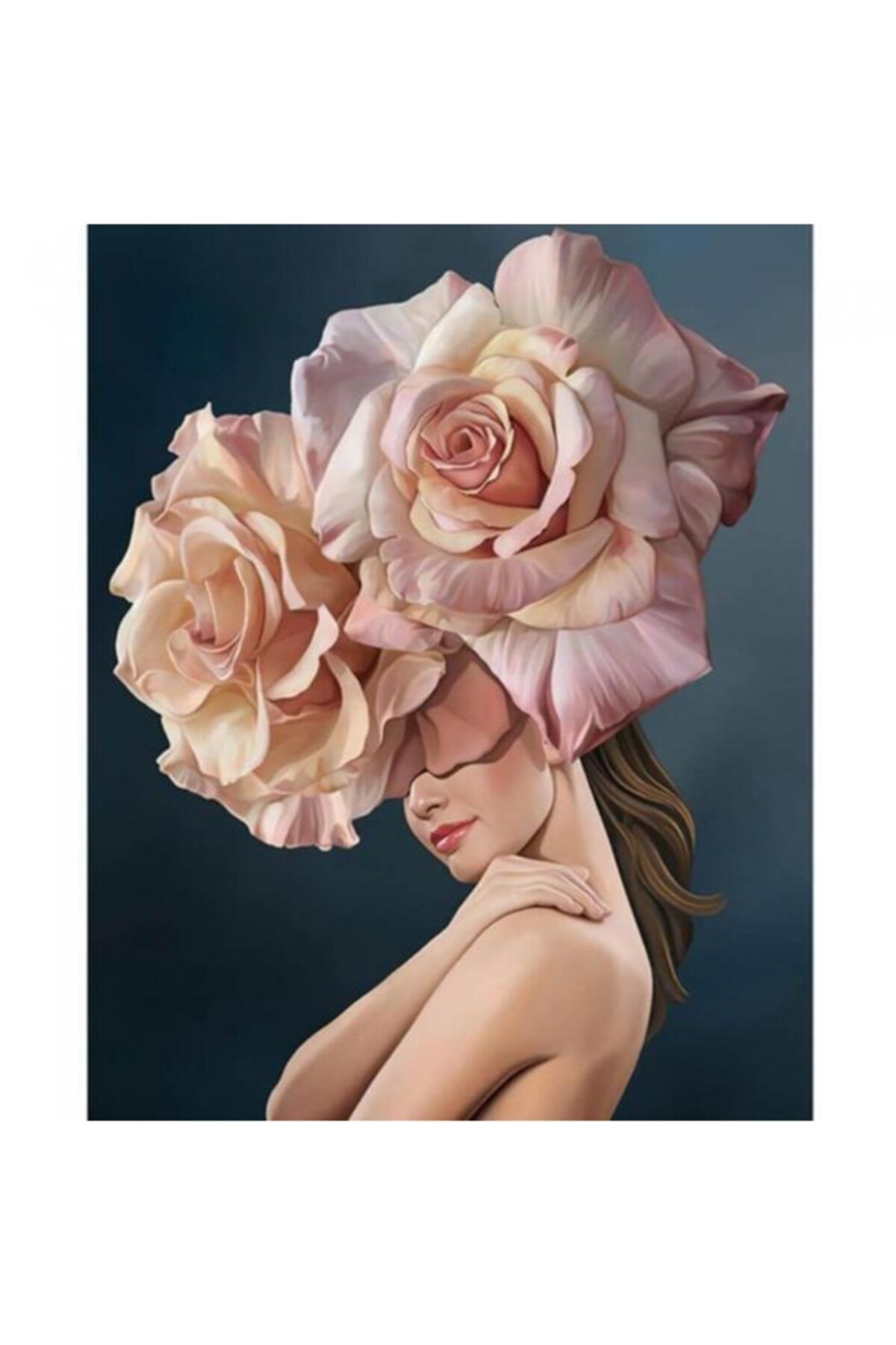 Fupe Shop Çiçek Kadın 1 Renkli Sayılarla Boyama Seti Kasnaklı 60 X 75 Cm