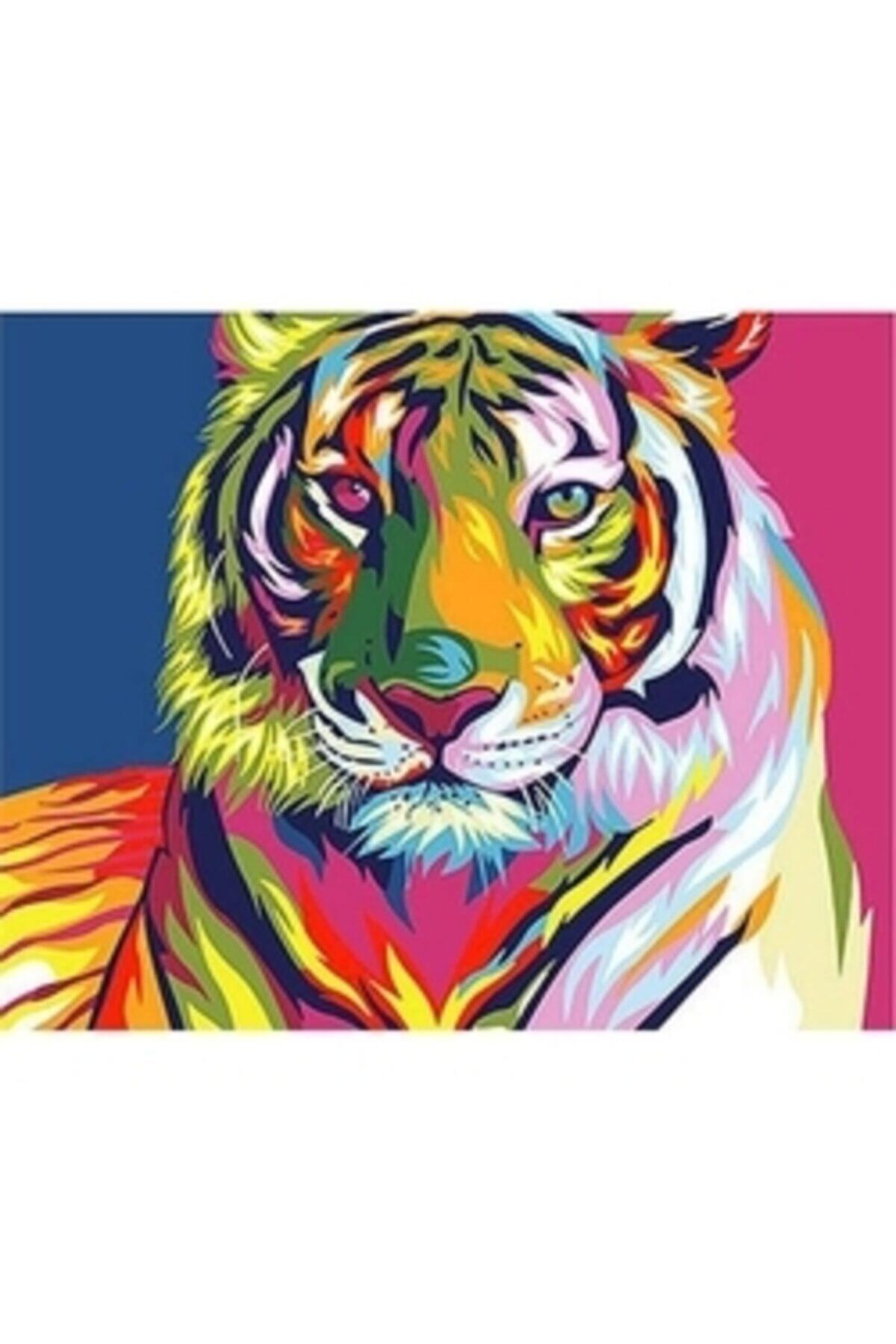 Fupe Shop Renkli Kaplan Sayılarla Boyama Seti Kasnaklı 90 X 110 Cm
