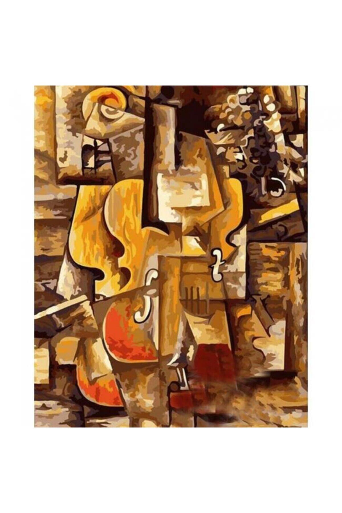 Fupe Shop Picasso Keman Ve Üzümler Sayılarla Boyama Seti Kasnaklı 70 X 90 Cm