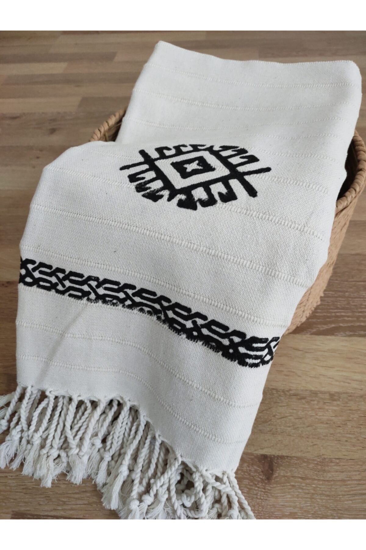 ALDEN HOME Tahta Baskı Kilim Figürlü %100 Pamuk Peştemal