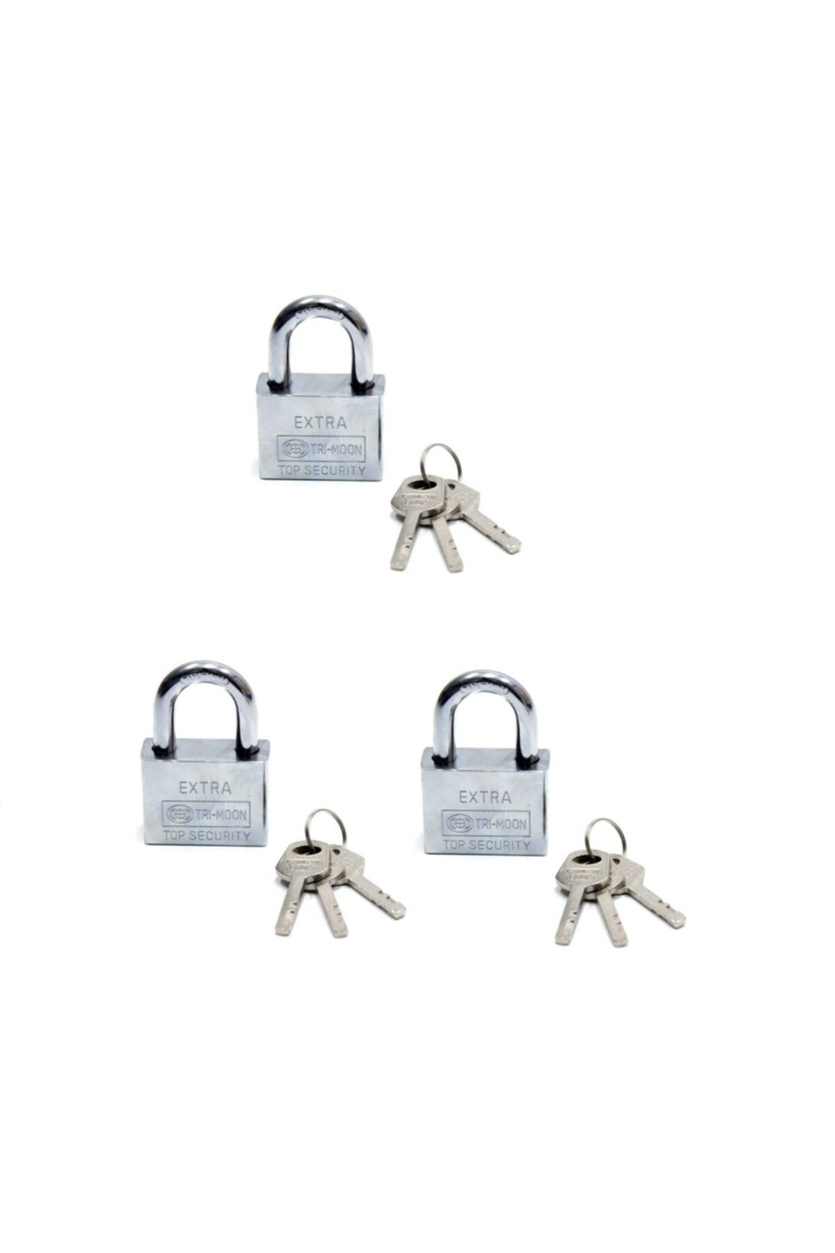 rüzgaravm Akıllı Anahtarlı Asma Kilit 3lü Set - Mastercare Tri-moon Master Anahtarlı 3 Lü Çelik Asma Kilit