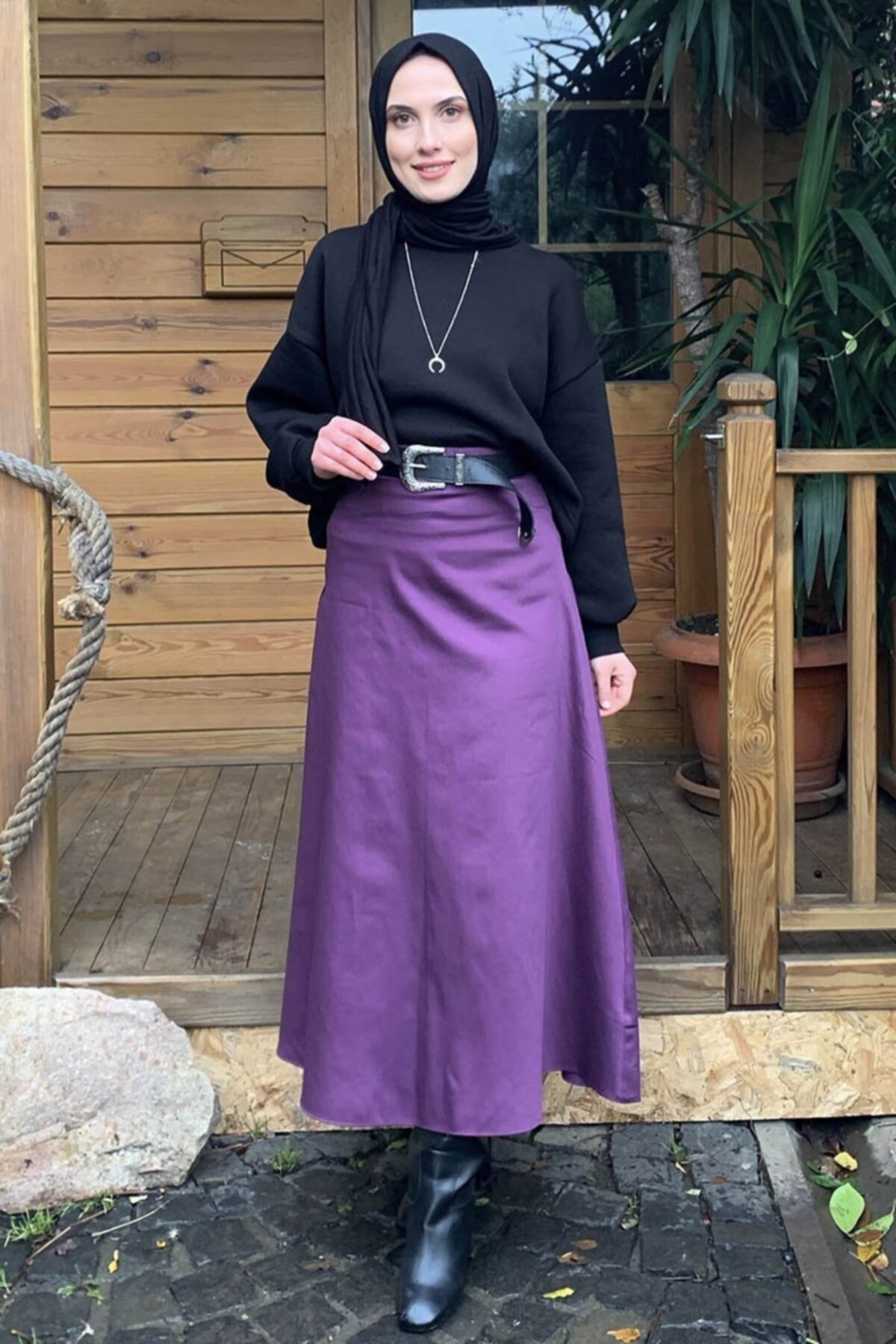 Ceylan Otantik Mor Pamuk Saten Etek