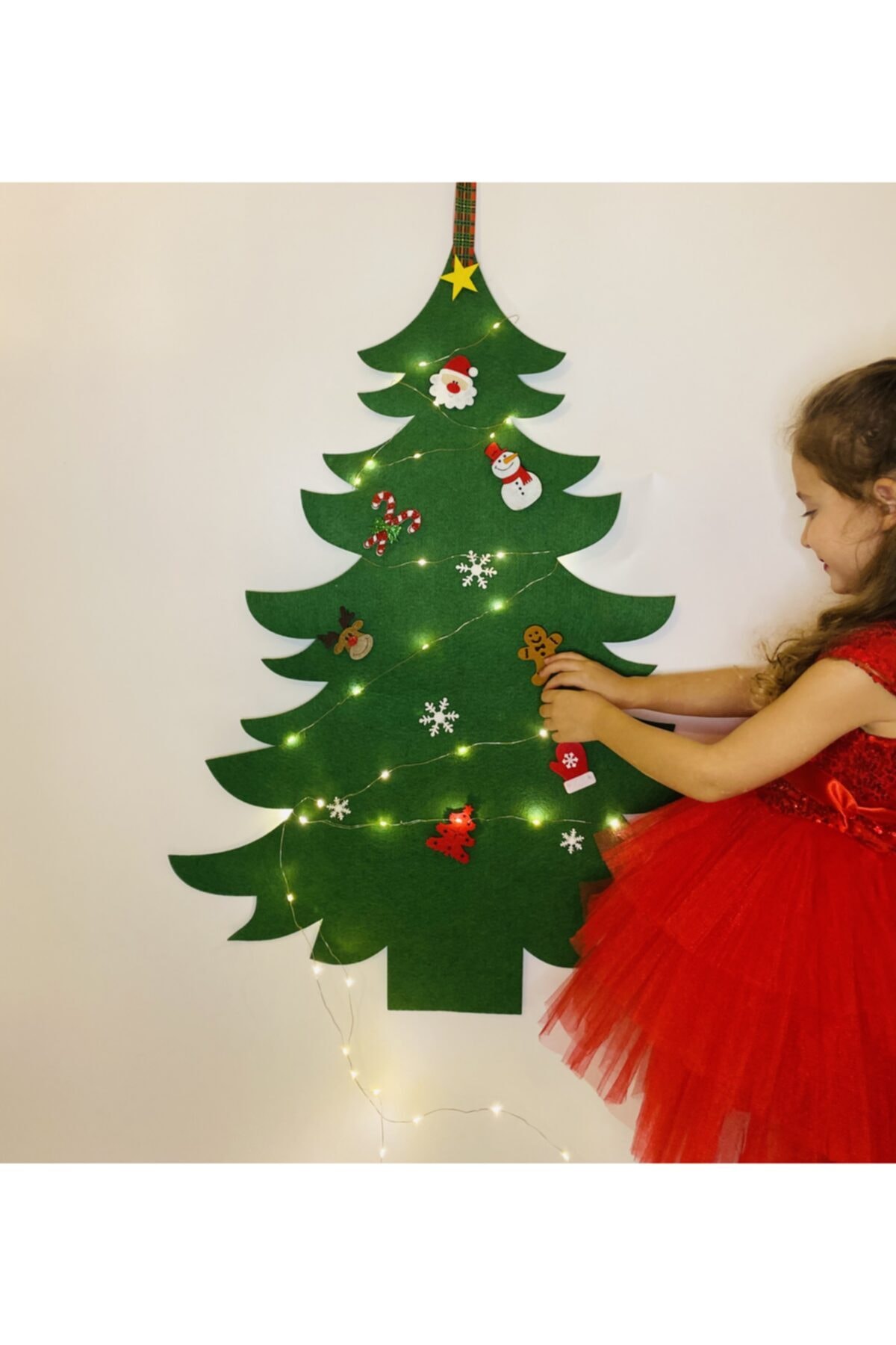 RoyalChic Çocuk Etkinlik Keçe Yeni Yıl Ağacı Yılbaşı Ağacı Noel Ağacı Led Işıklı Christmas Tree