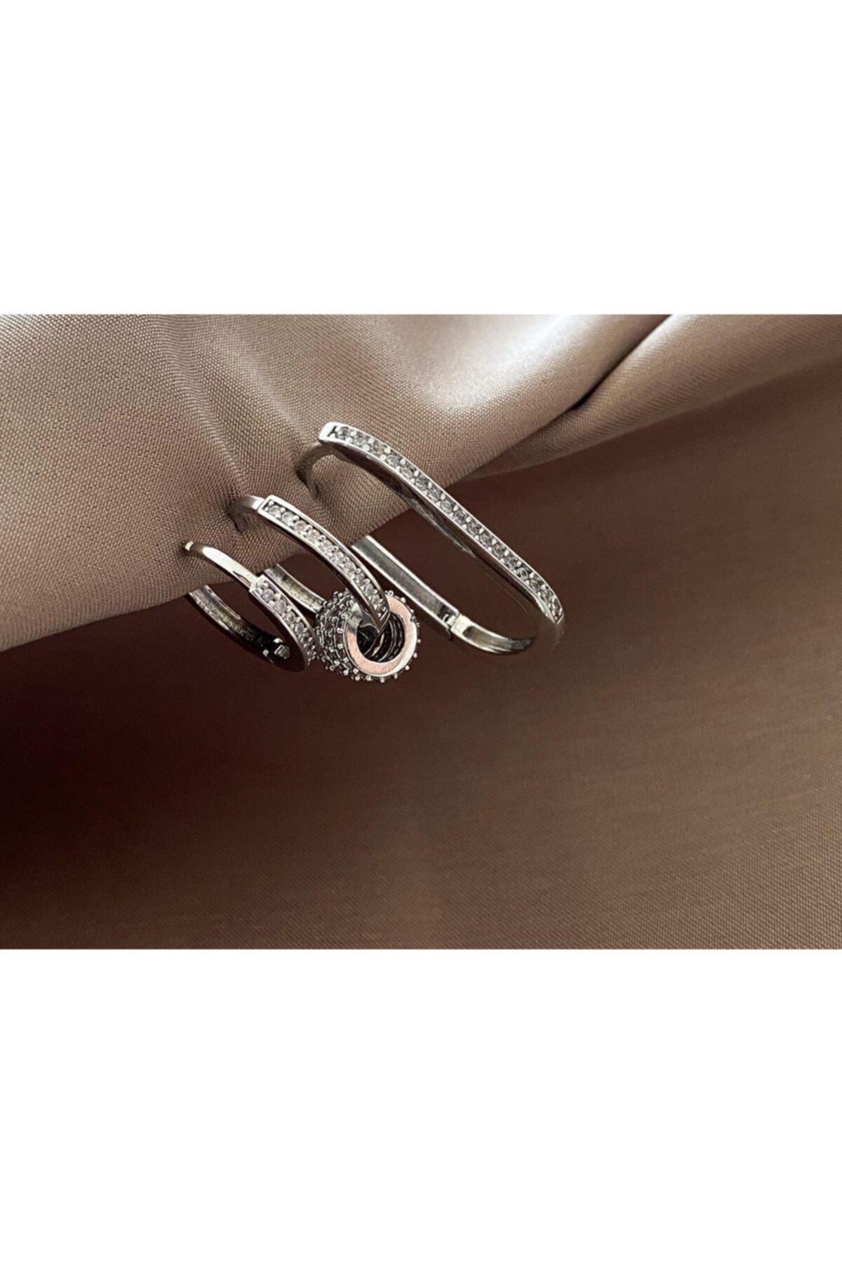 Vaccino 3'lü Taşlı Set Küpe