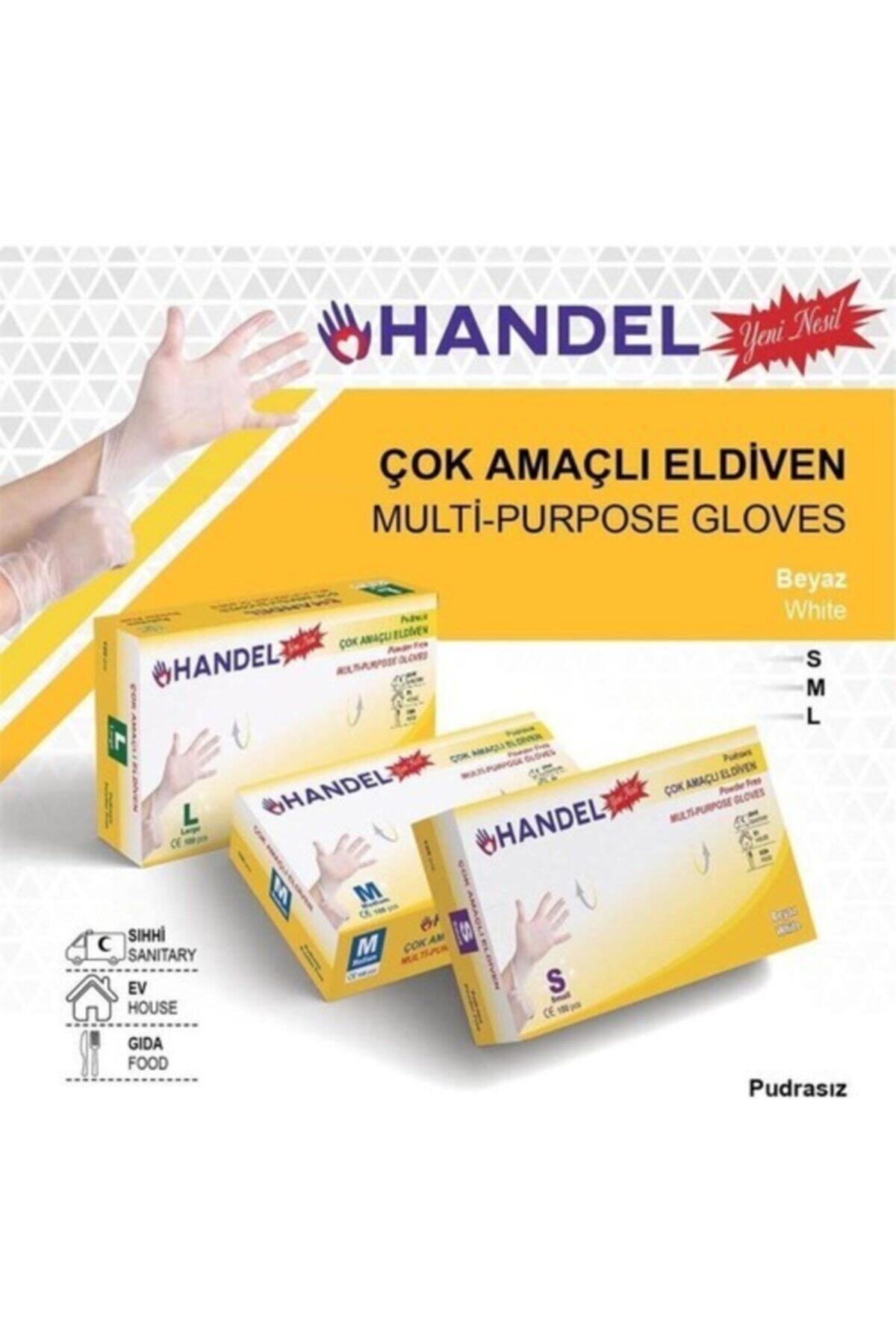 HANDEL Pudrasız Çok Amaçlı Eldiven Şeffaf 100 Adet L Beden