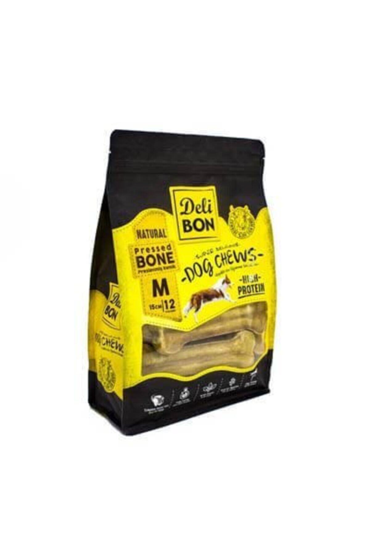 Delibon Deri Köpek Çiğneti Pres Kemik 15cm M 12li Natural