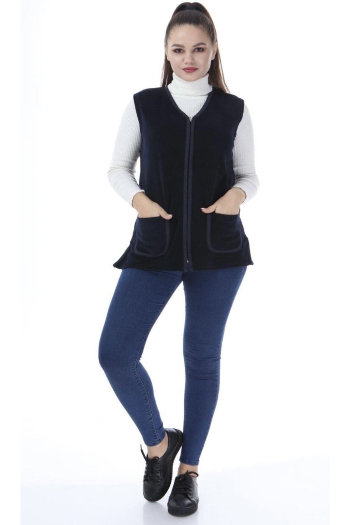 Bedenci Sevinç Polar Unisex Yelek Lacivert Cepli Yelek