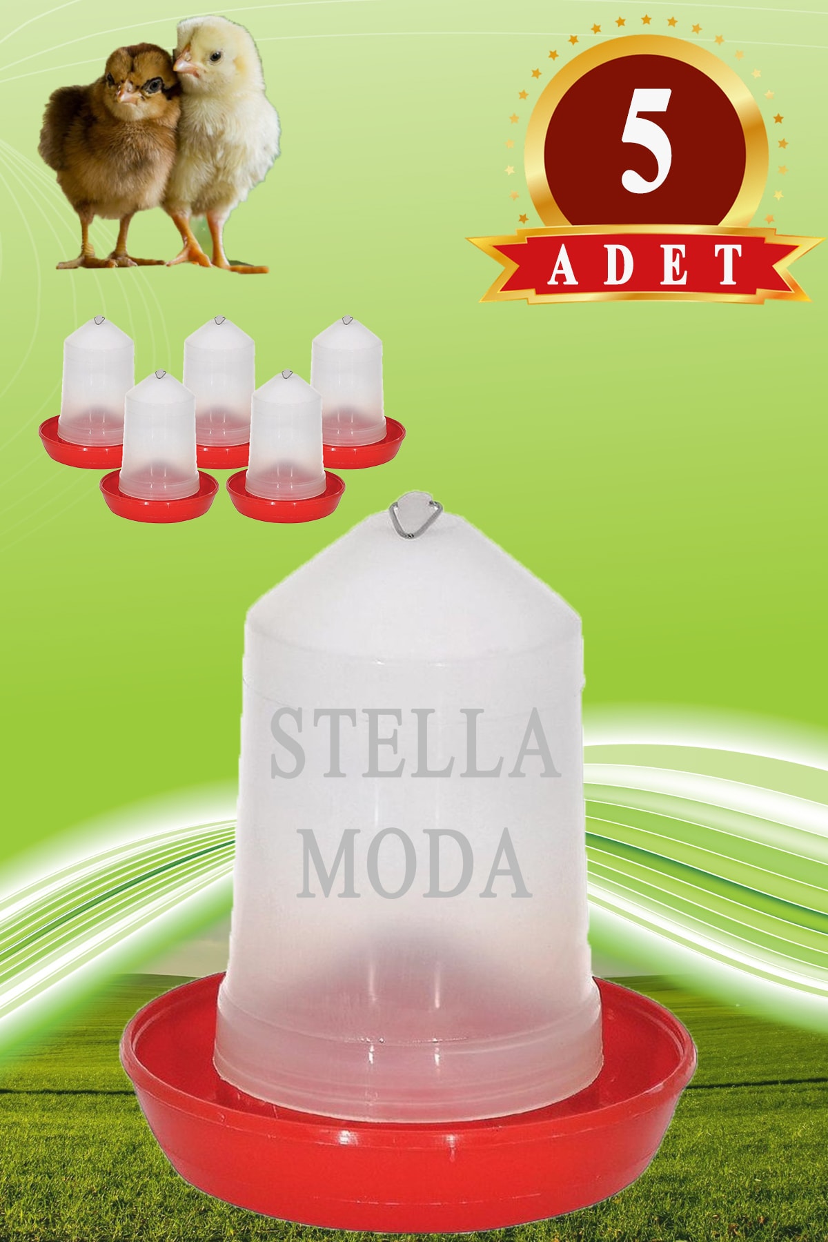 STELLA MODA Civciv Başlangıç Suluğu 750 Ml Suluk 5 Adet Güvercin Bıldırcın Keklik Tavuk Horoz Süs Tavuğu Muhabbe
