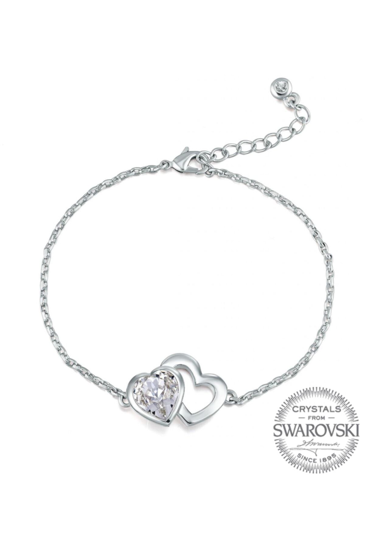 Monemel Swarovski Taşlı Kalpli Ince Bileklik Altın Kaplama