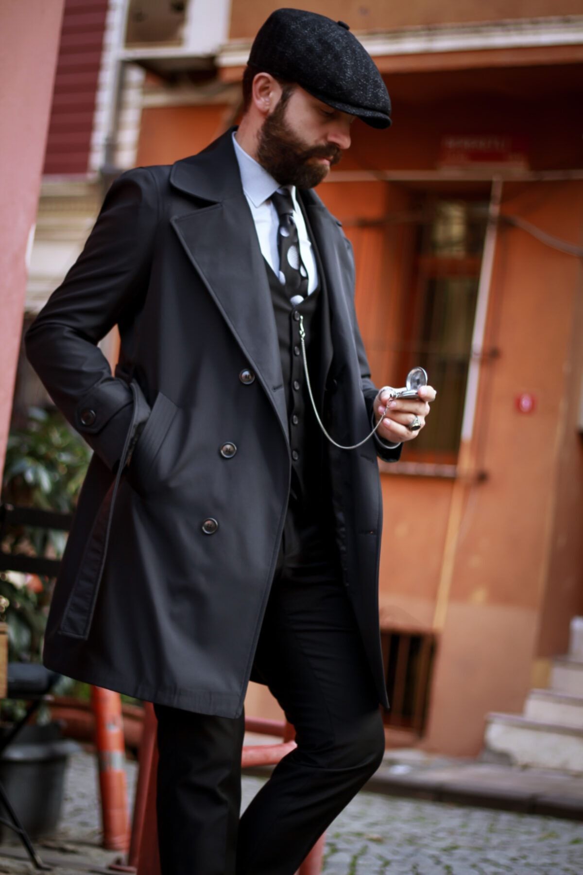 mustafakemalkurtstore Slim Fit Siyah Trençkot