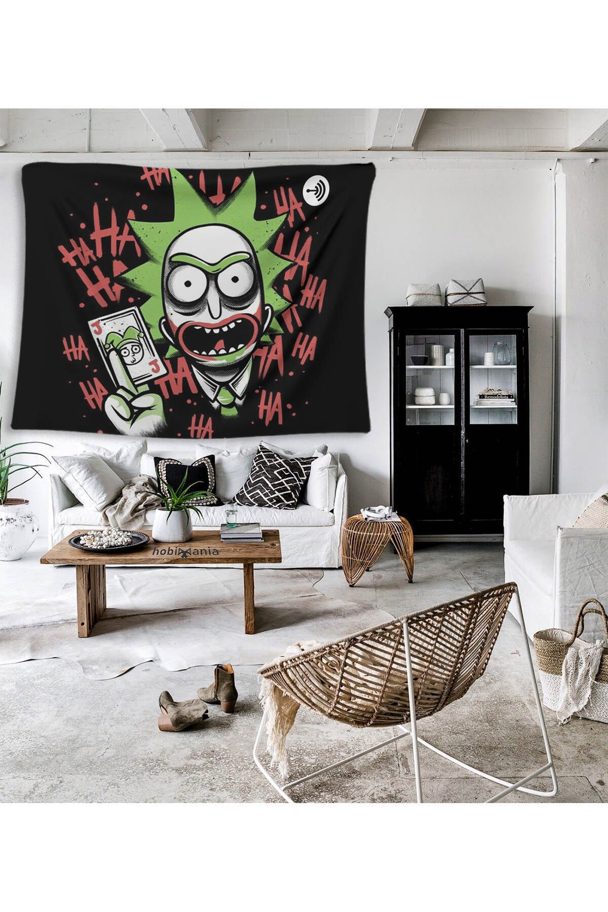 Hobimania Duvar Örtüsü Tapestry Rick And Morty Uzay Animasyon Joker 40x60 Cm Duvar Dekorasyon Moda