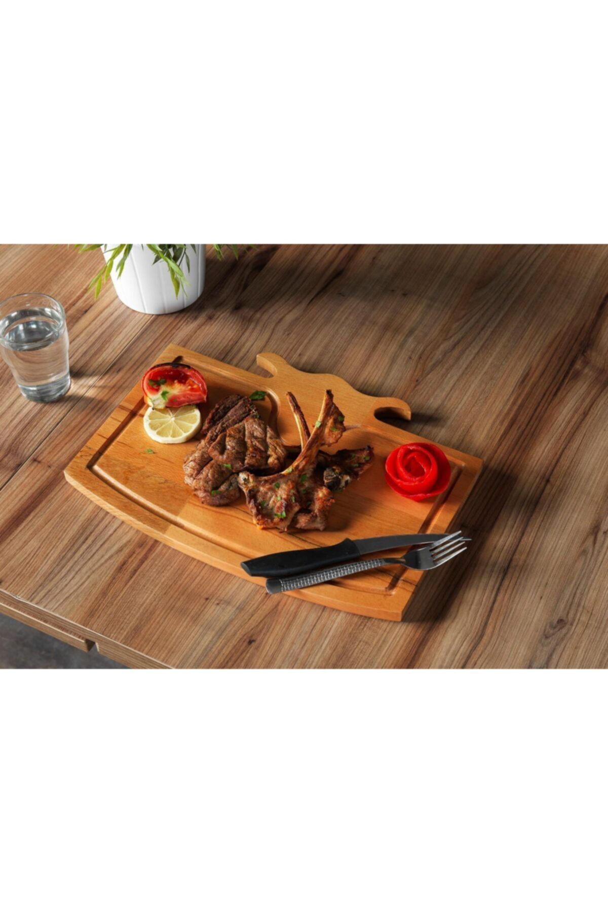 Canowe Ahşap Steak Sunum Tahtası,30x21x2 Cm Ahşap Doğrama Tahtası