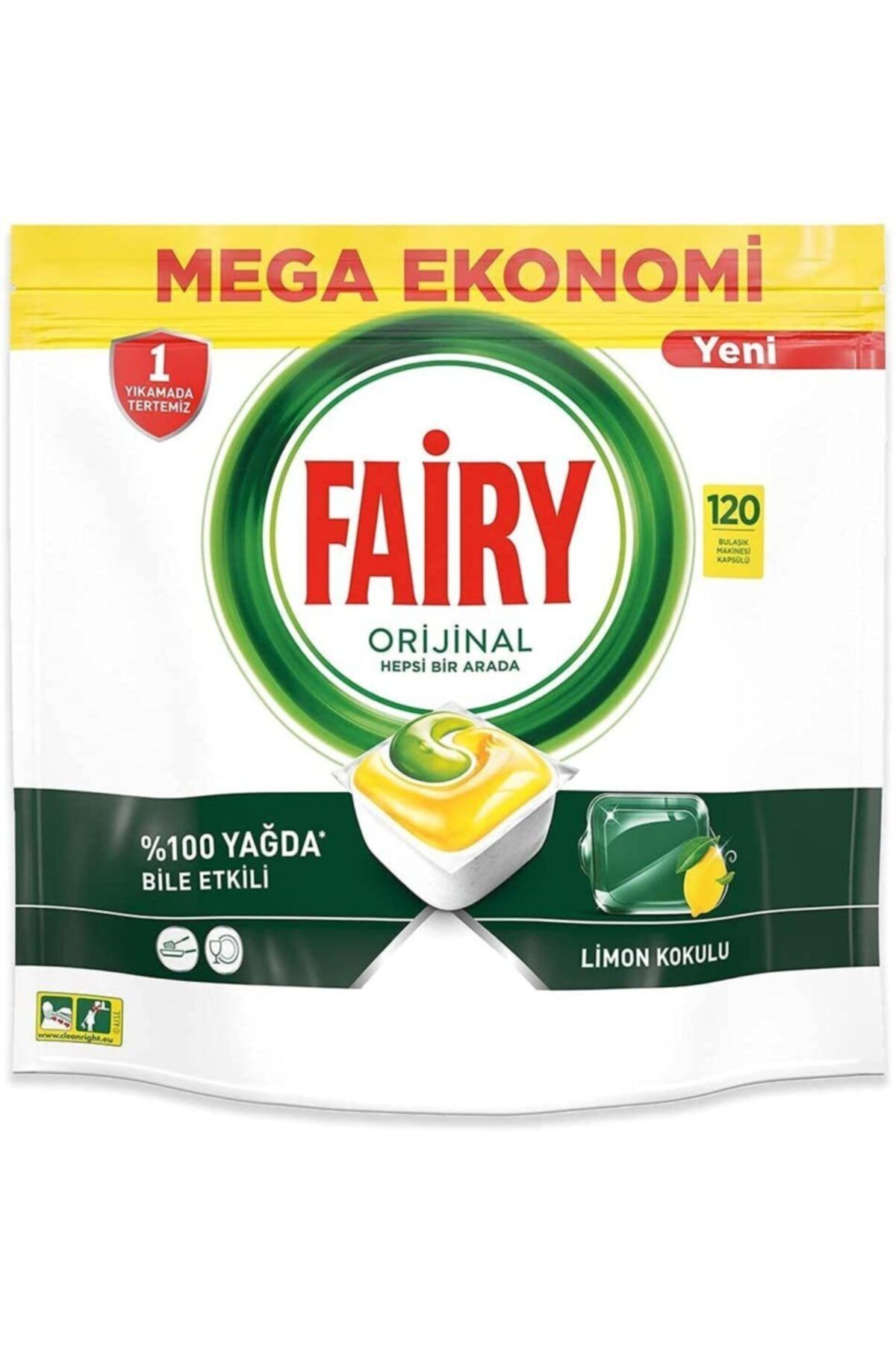 Fairy Hepsi Bir Arada Limon 120 Adet Bulaşık Makinesi Kapsülü