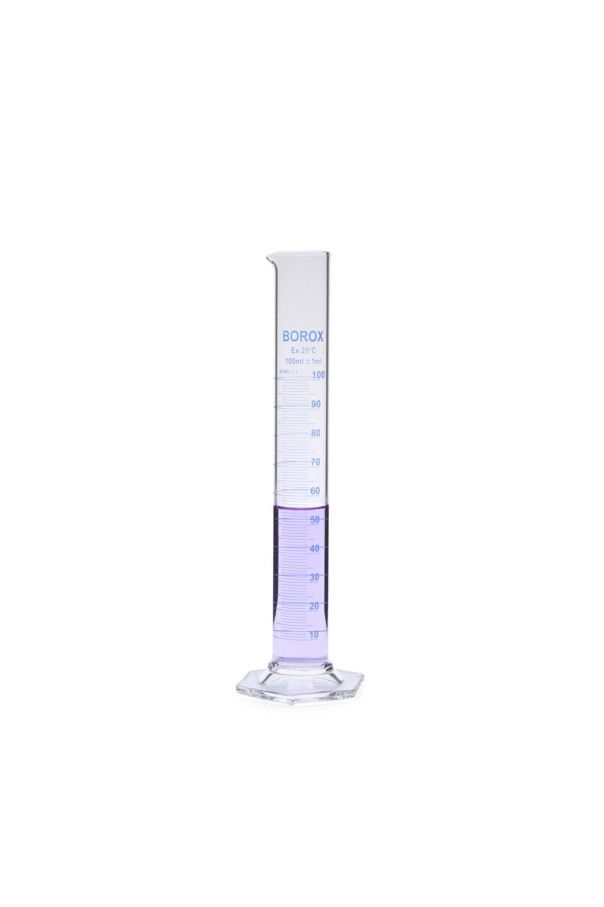 Borox Cam Mezür 100 Ml - Uzun Form - Mavi Skala