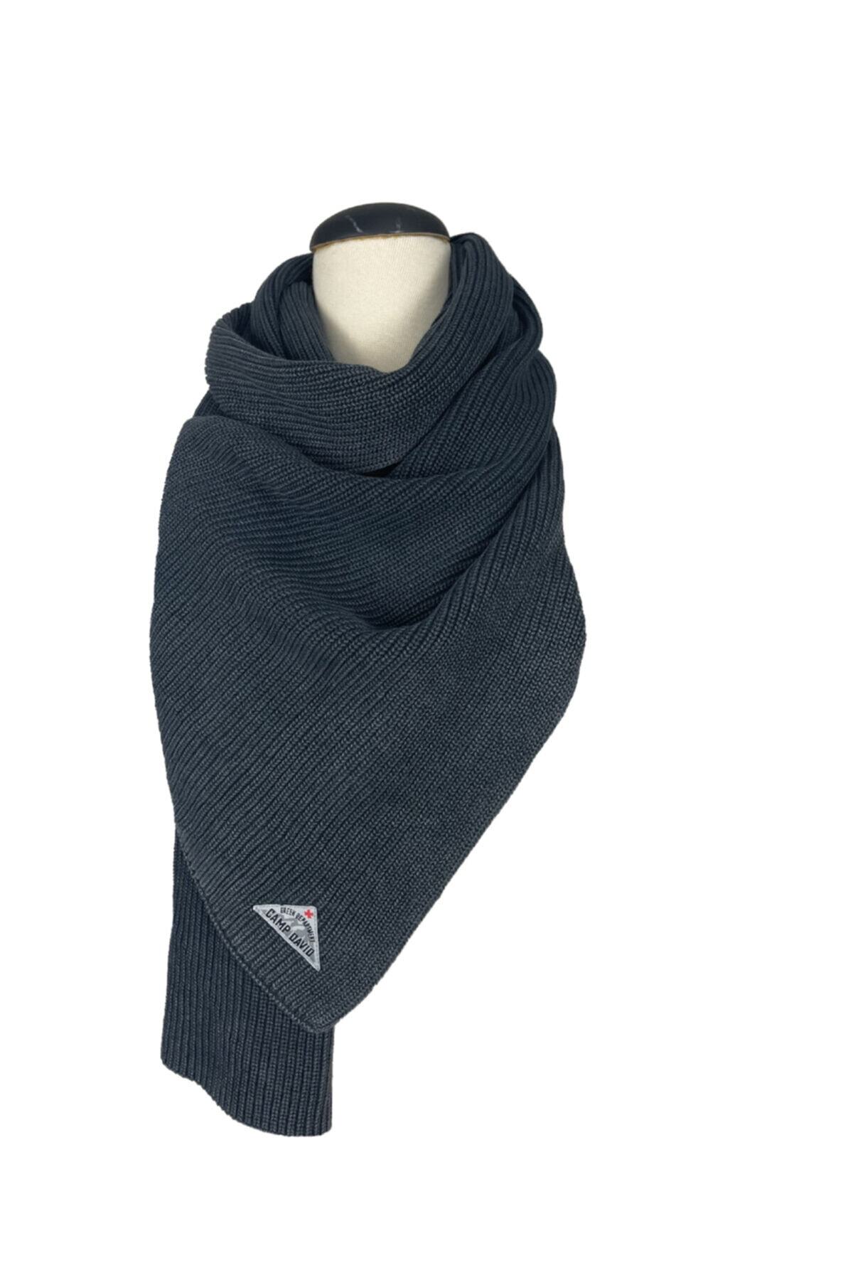 Camp David Medium Gri Örme Uzun Atkı