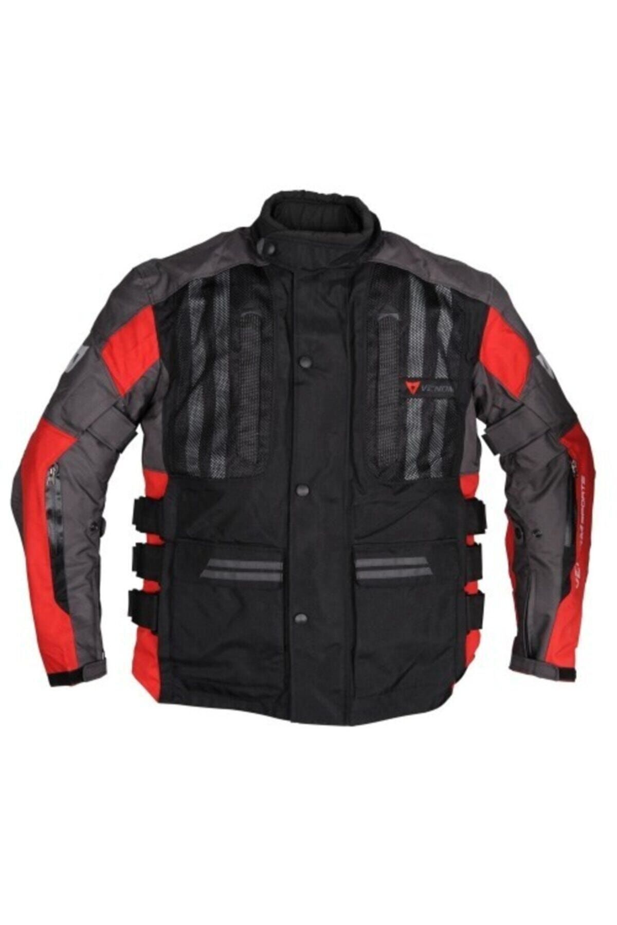 VENOM Tourex Gri Kırmızı Su Geçirmez Motosiklet Montu