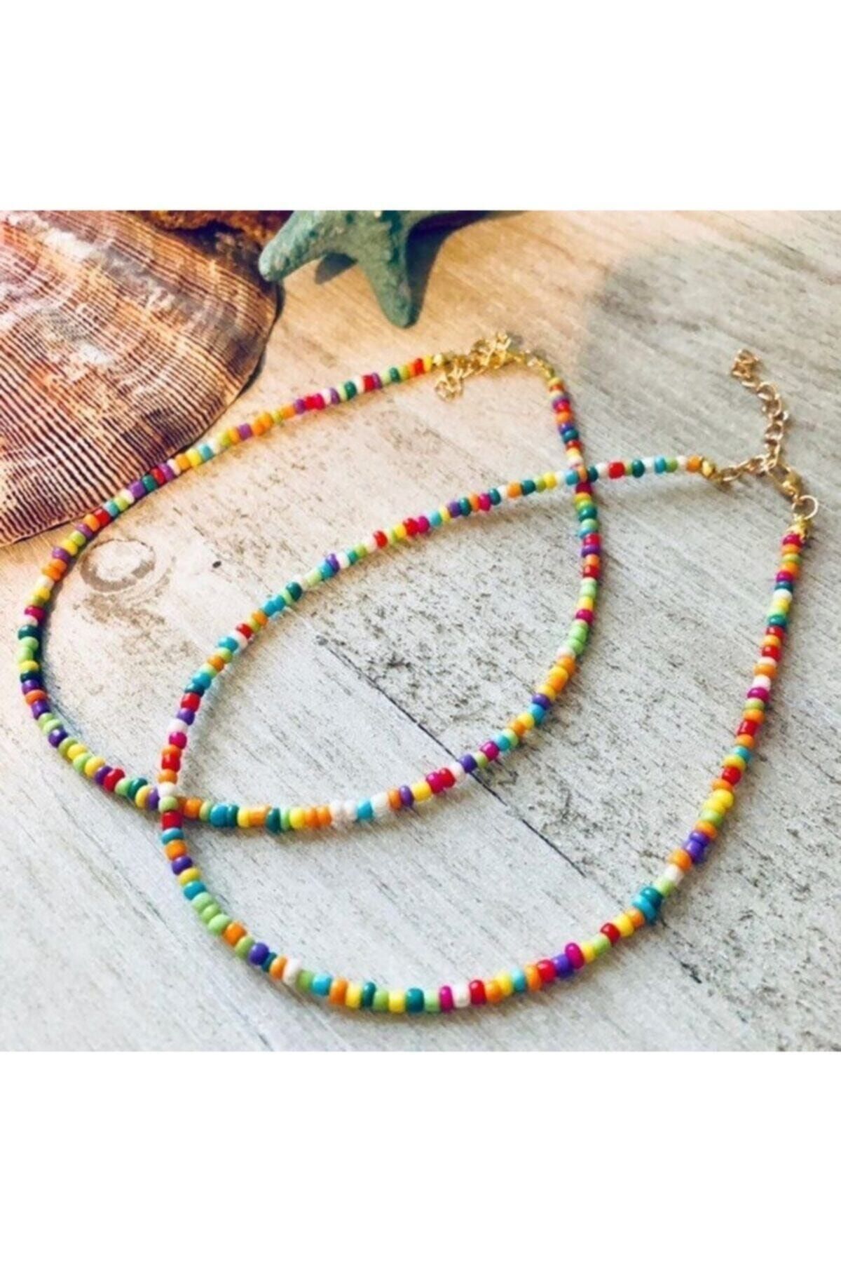 PEARL BEADS Ikili Rengarenk Summer Boncuk Kolye