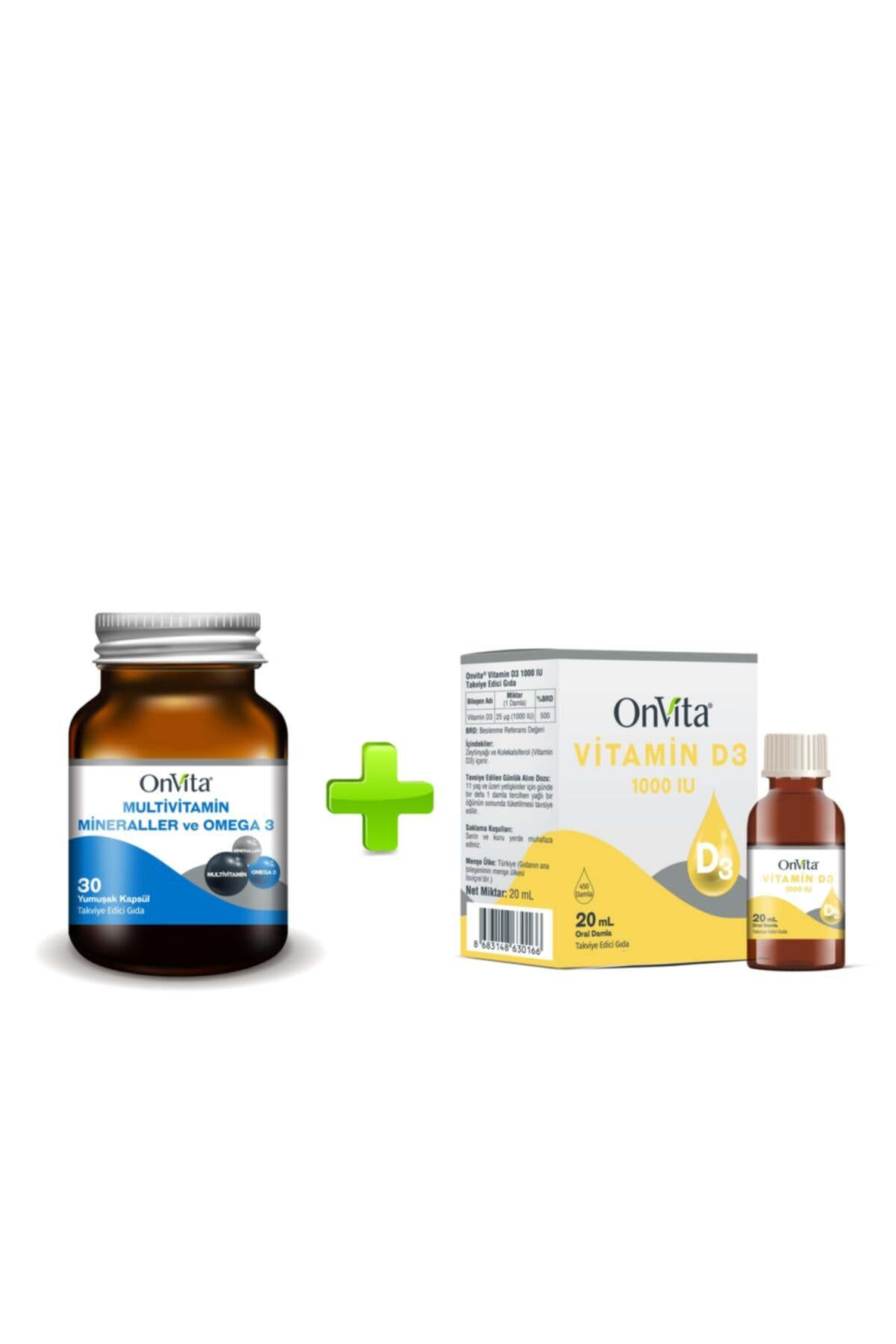 Onvita Multivitamin Mineraller ve Omega 3 + Vitamin D3 1000 Iu