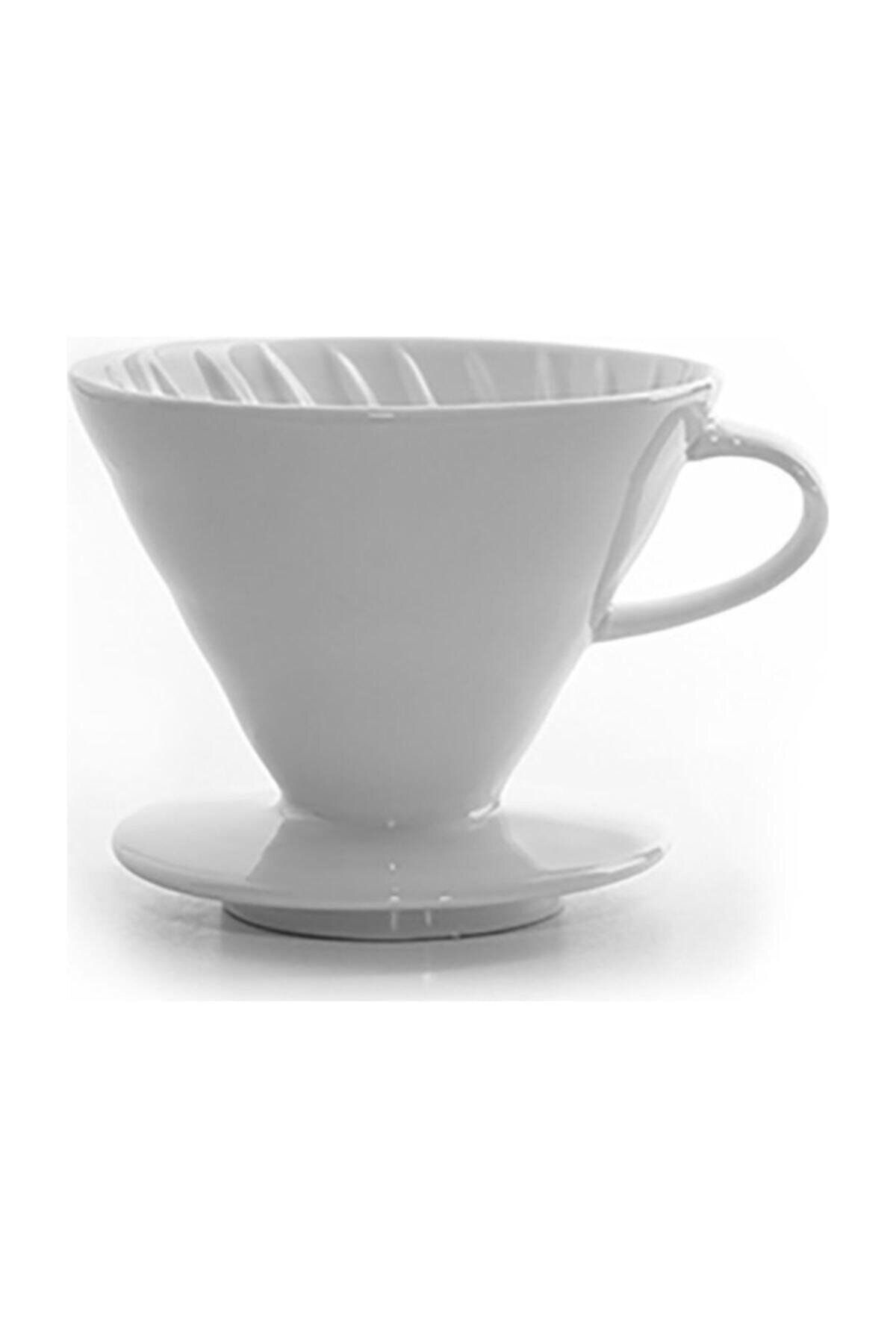 ALBETTO V60 02 Seramik Kahve Demleme Ekipmanı Beyaz Ceramic Coffee Dripper V60 02 White
