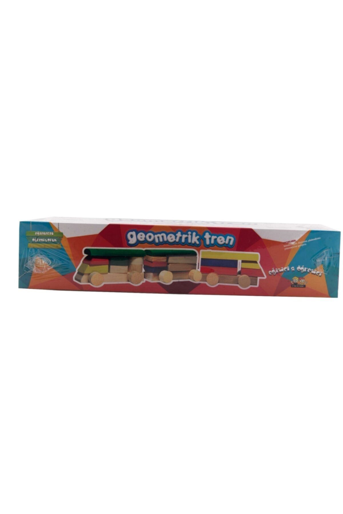 Eksen Ahşap Renkli Blok Geometrik Tren Wooden Train