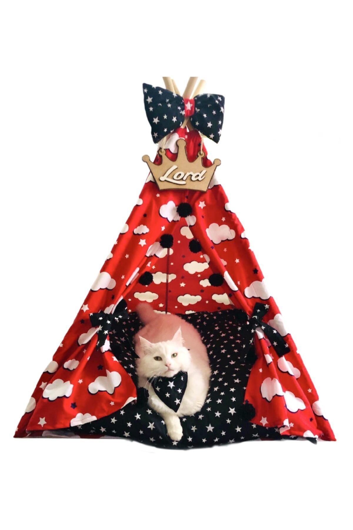 PATİMİO Kırmızı Bulut Dizayn Köpek Çadırı 80x80