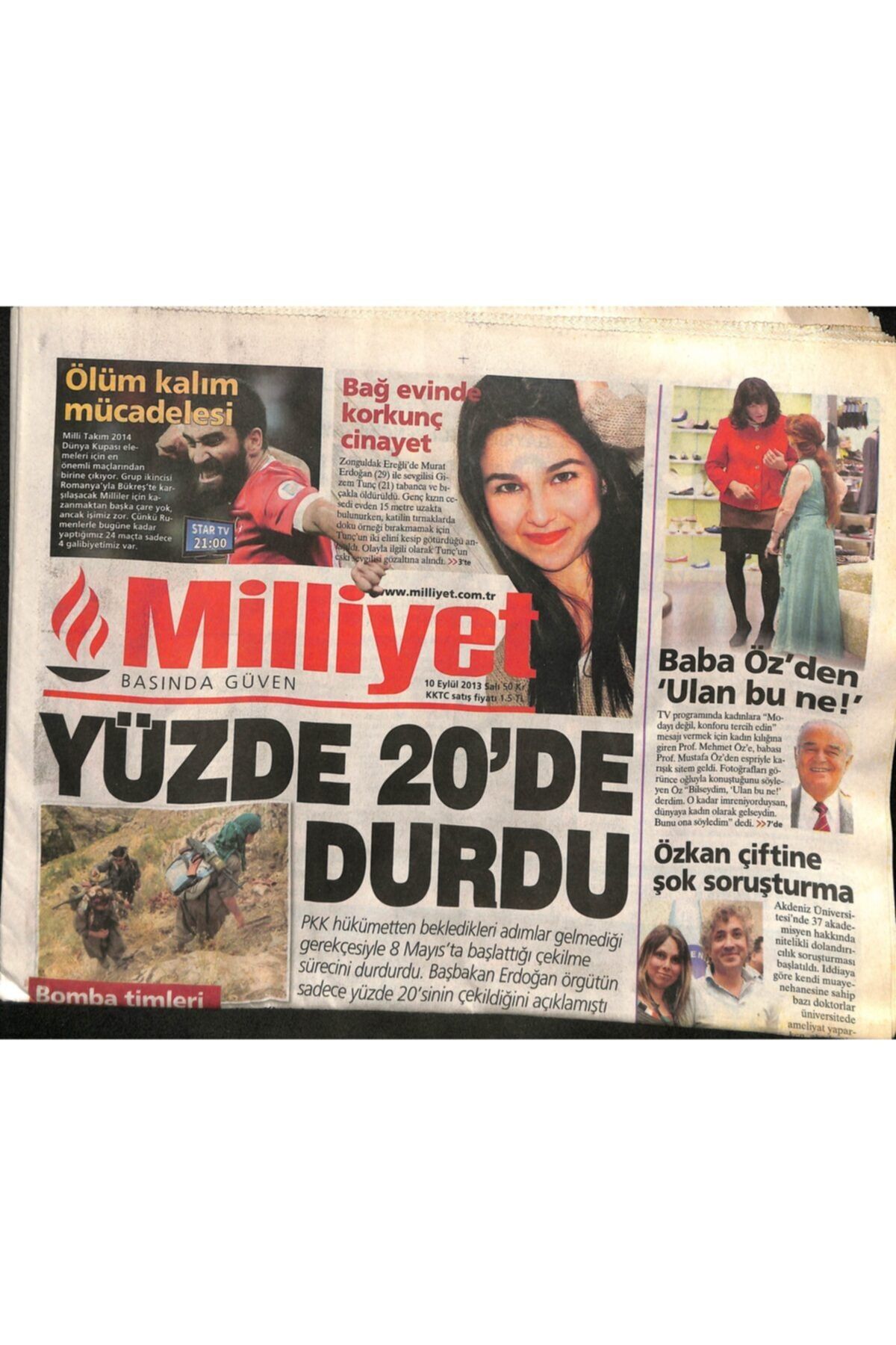 Gökçe Koleksiyon Milliyet Gazetesi 10 Eylül 2013 - Ibrahim Tatlıses'in Alevi Isyanı - Fazıl Say'a Üçüncü Echo