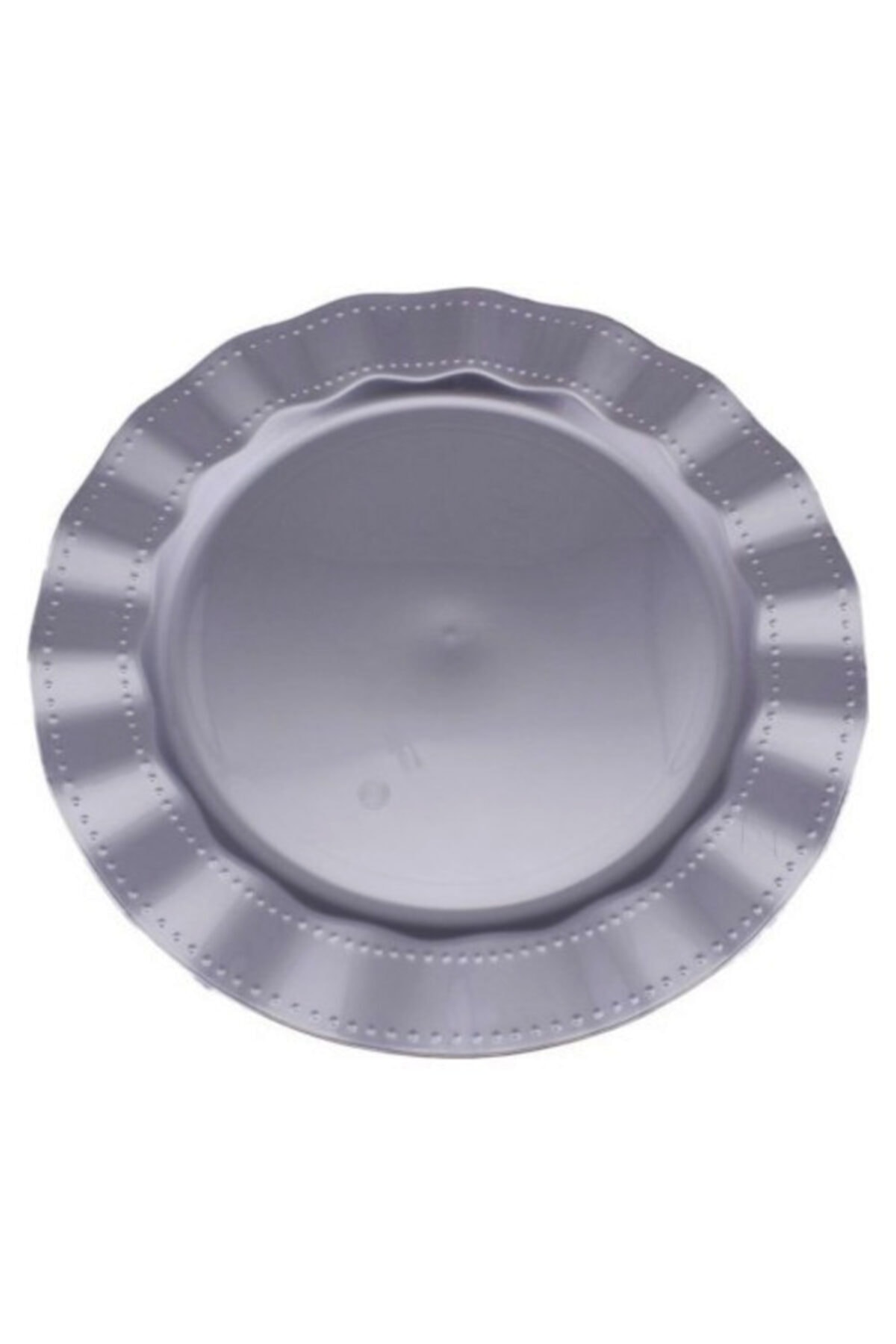 NİDİLA Parti Gümüş Rengi Lüks Plastik Mika Yuvarlak Tabak 26 Cm 6 Adet