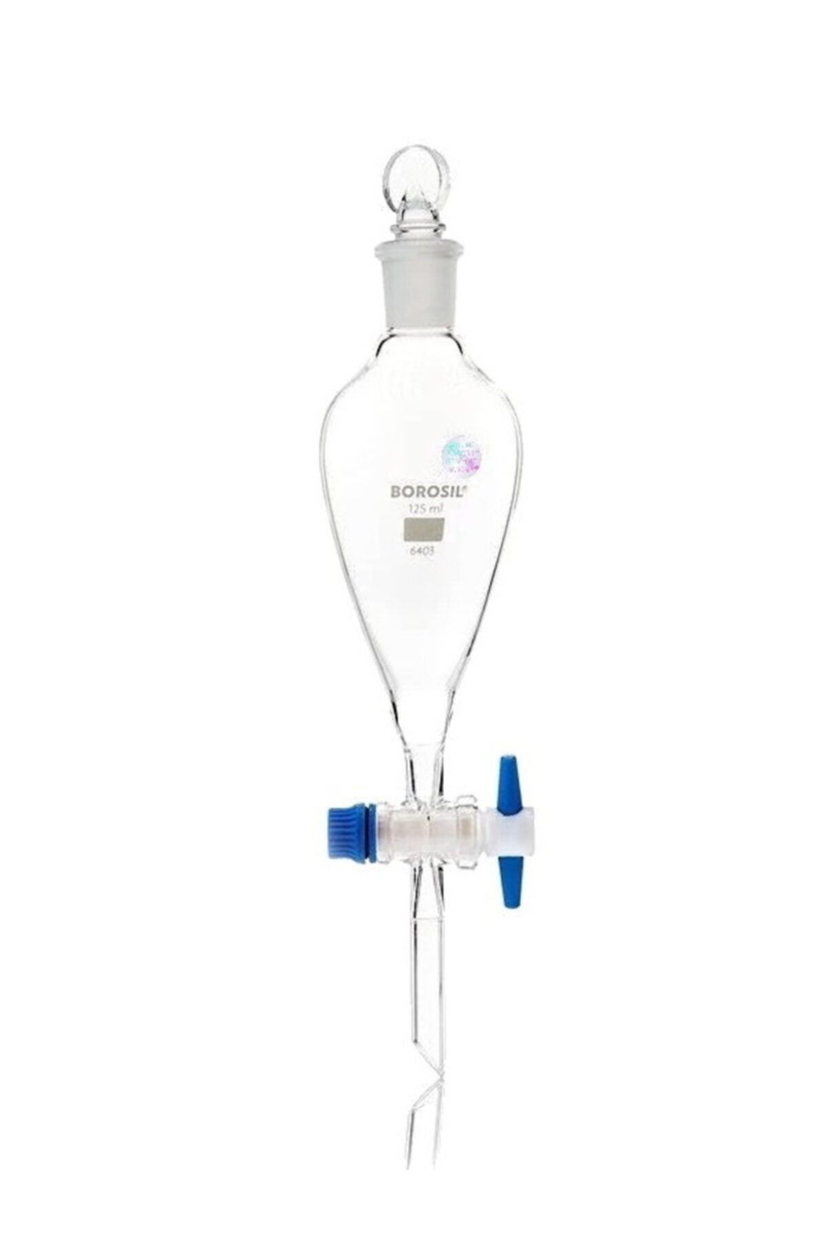 Borosil Ayırma Hunisi Armudi Tip 125 Ml- Teflon Musluk - Cam Tıpalı - Ikat 3.3 - Şilif:19/26
